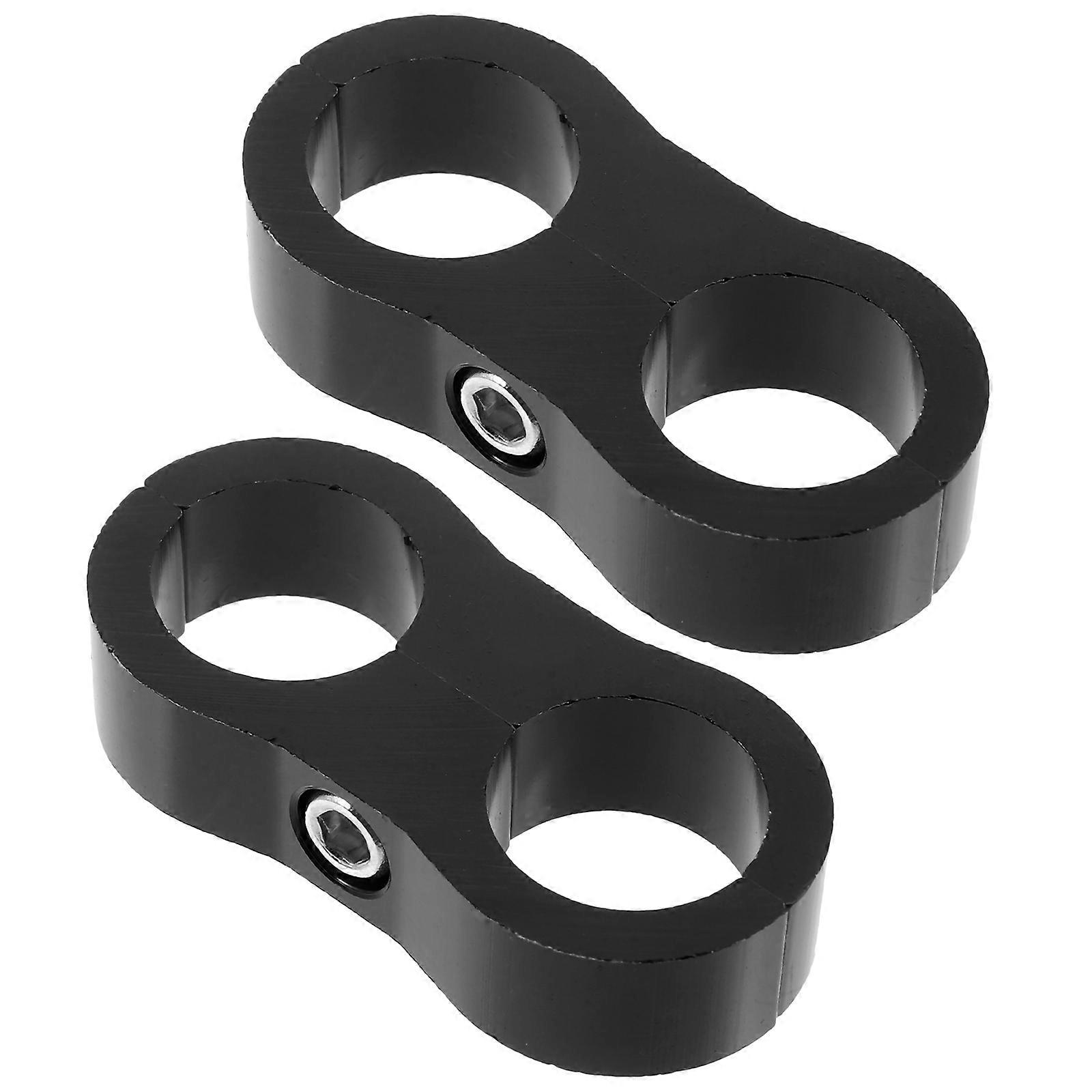 Black Hose Separator Clamp Double Design Durable Aluminum for Brake Line Water Hose Mounting Car Modification