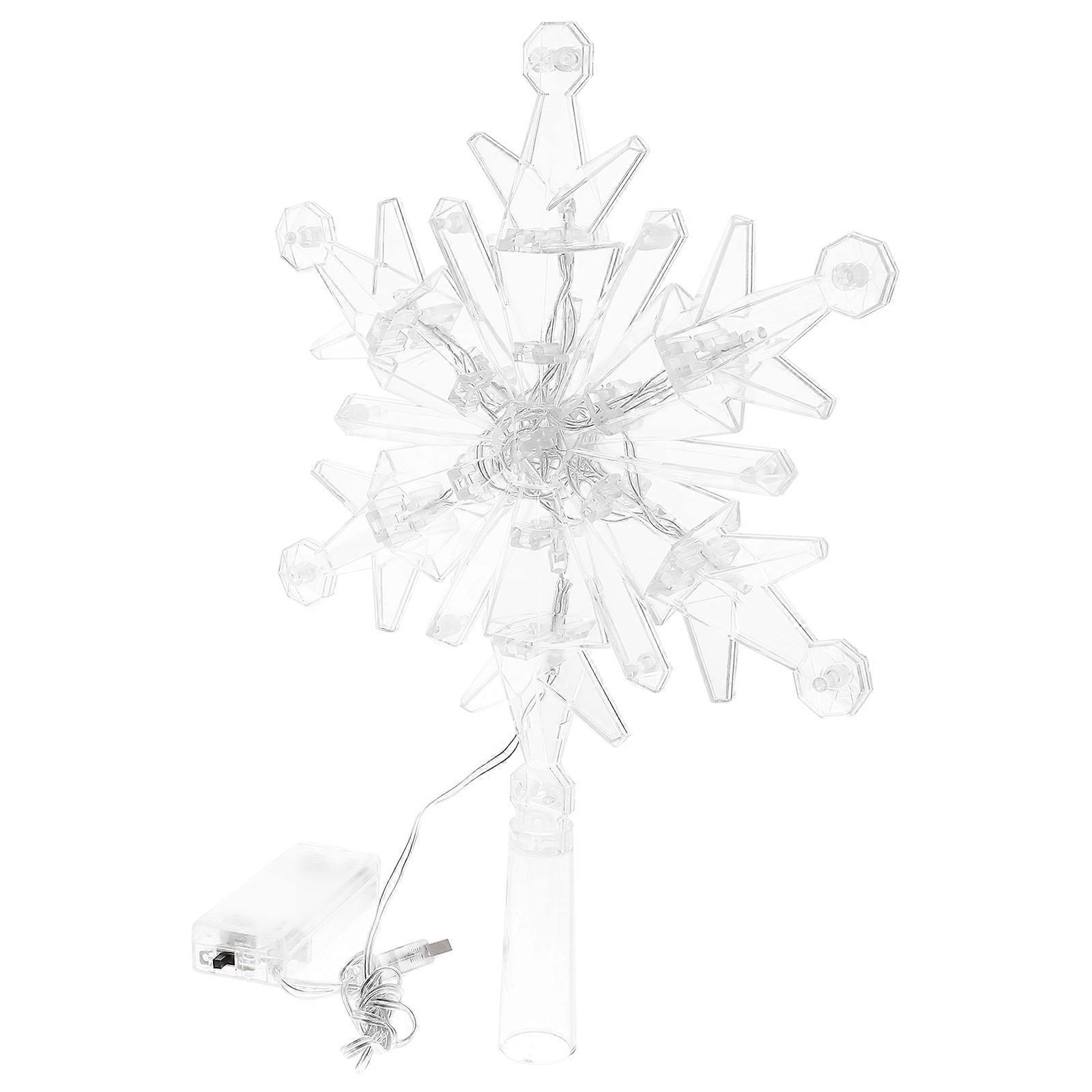 LED Lighted Snowflake Christmas Tree Topper – White Glow, Non Flashing Xmas Decoration for Festive Holiday Atmosphere, Compact Lightweight Treetop