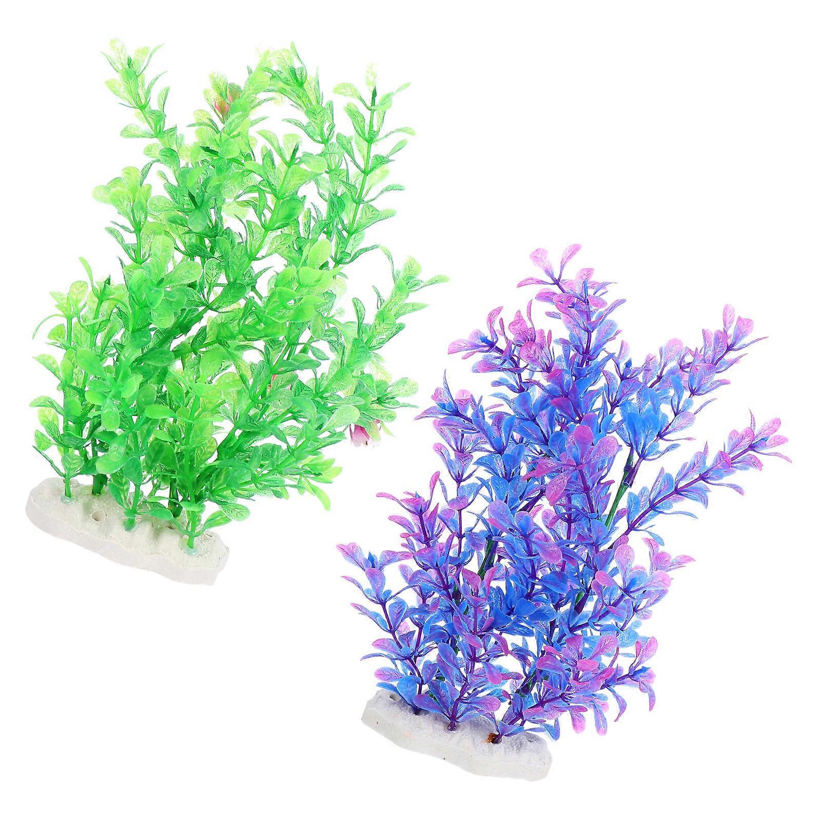 2pcs Realistic Artificial Aquarium Plants Green Purple Water Grass Simulation for Fish Tank Decoration and Habitat Enhancement