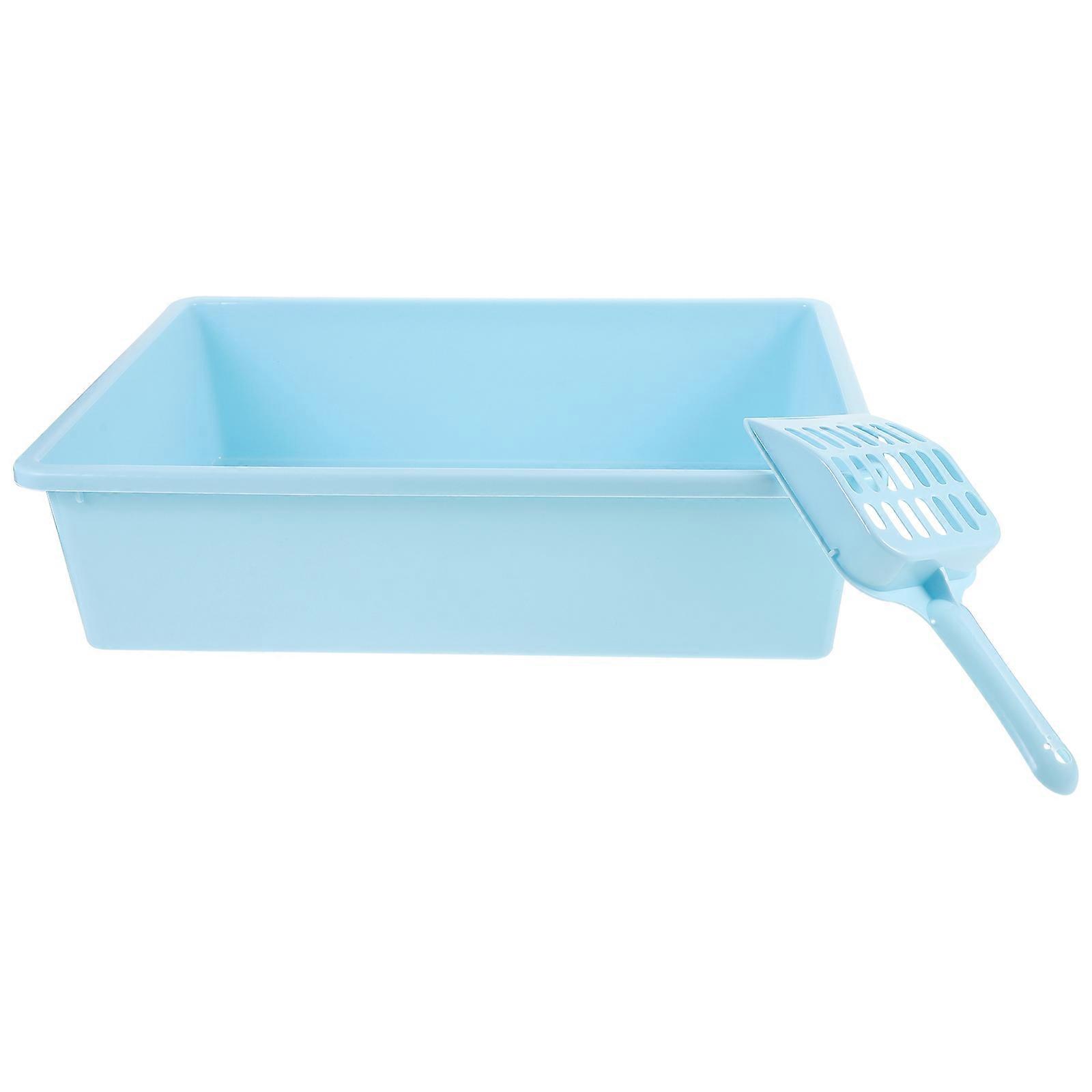 Skyblue Open Type Cat Toilet with Scoop for Easy Cleaning Durable PP Material for Pet Use