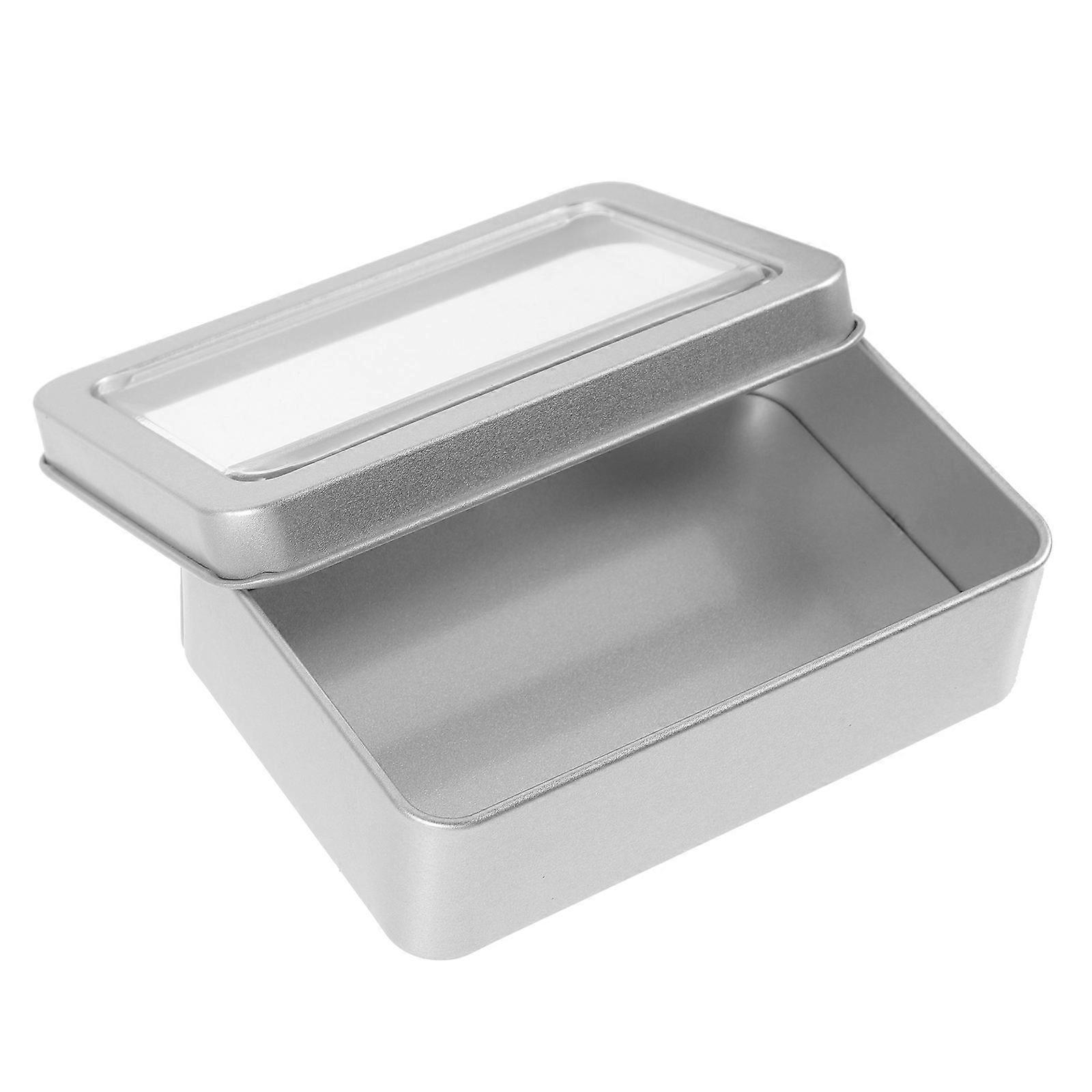 Compact Portable Metal Storage Box with Clear Lid – Durable & Organizing Container for Home and Travel Use
