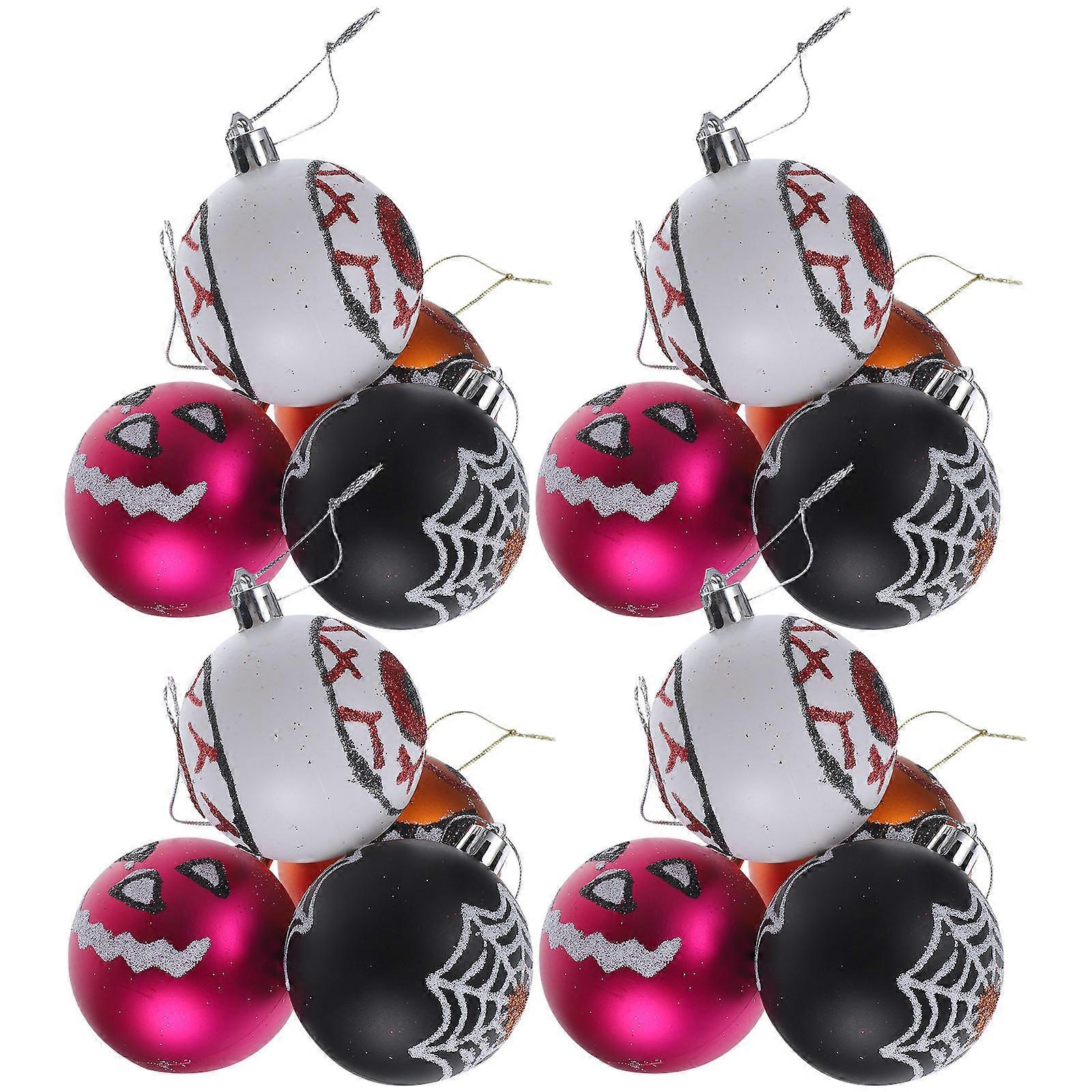 12pcs Halloween Plastic Hanging Balls, Creative Cartoon Pendant Ornaments, Matte Finish, Fade Resistant Party Decorations for Halloween Festival