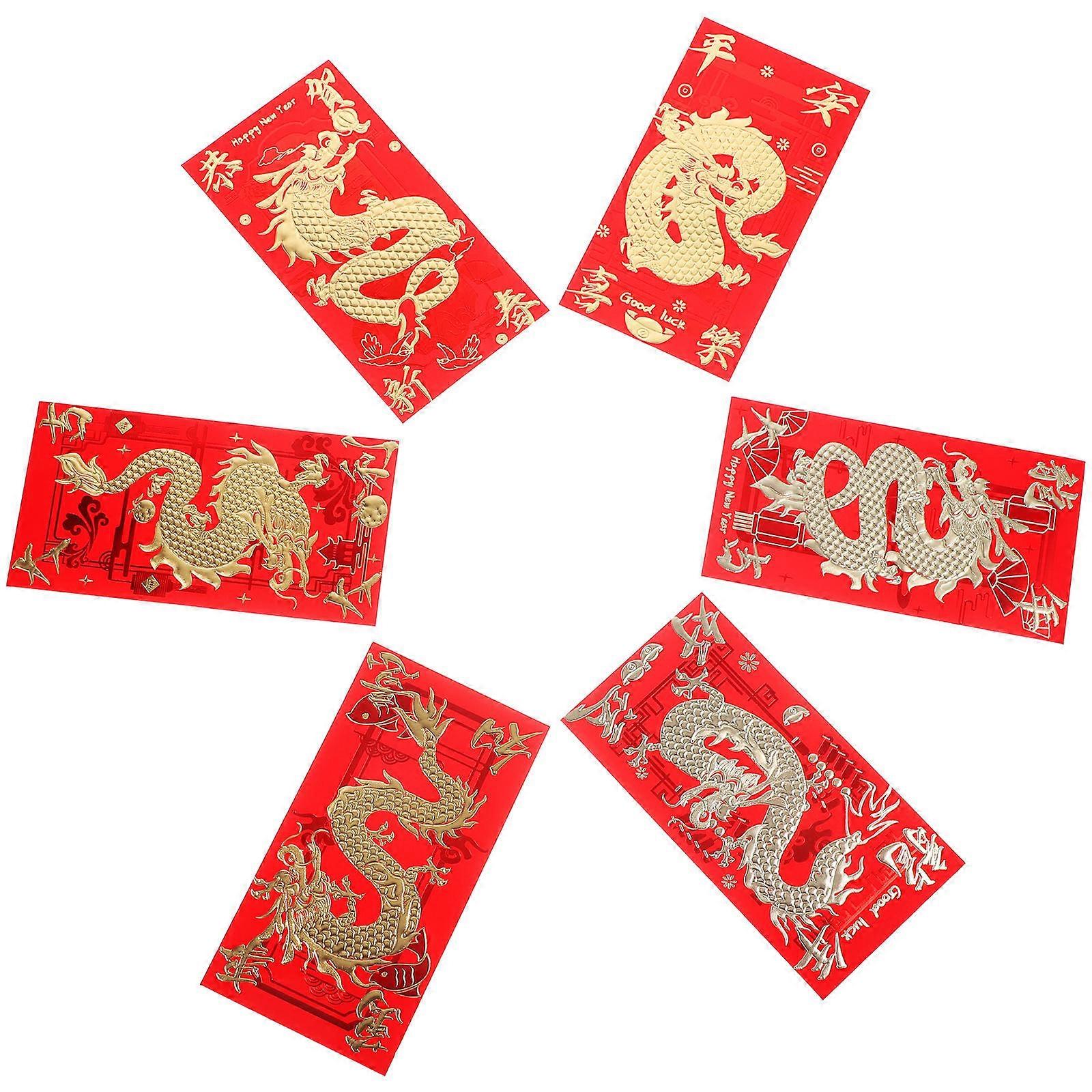 Red Envelopes with Dragon Patterns for Chinese New Year Gift Giving and Storage 30 Pcs