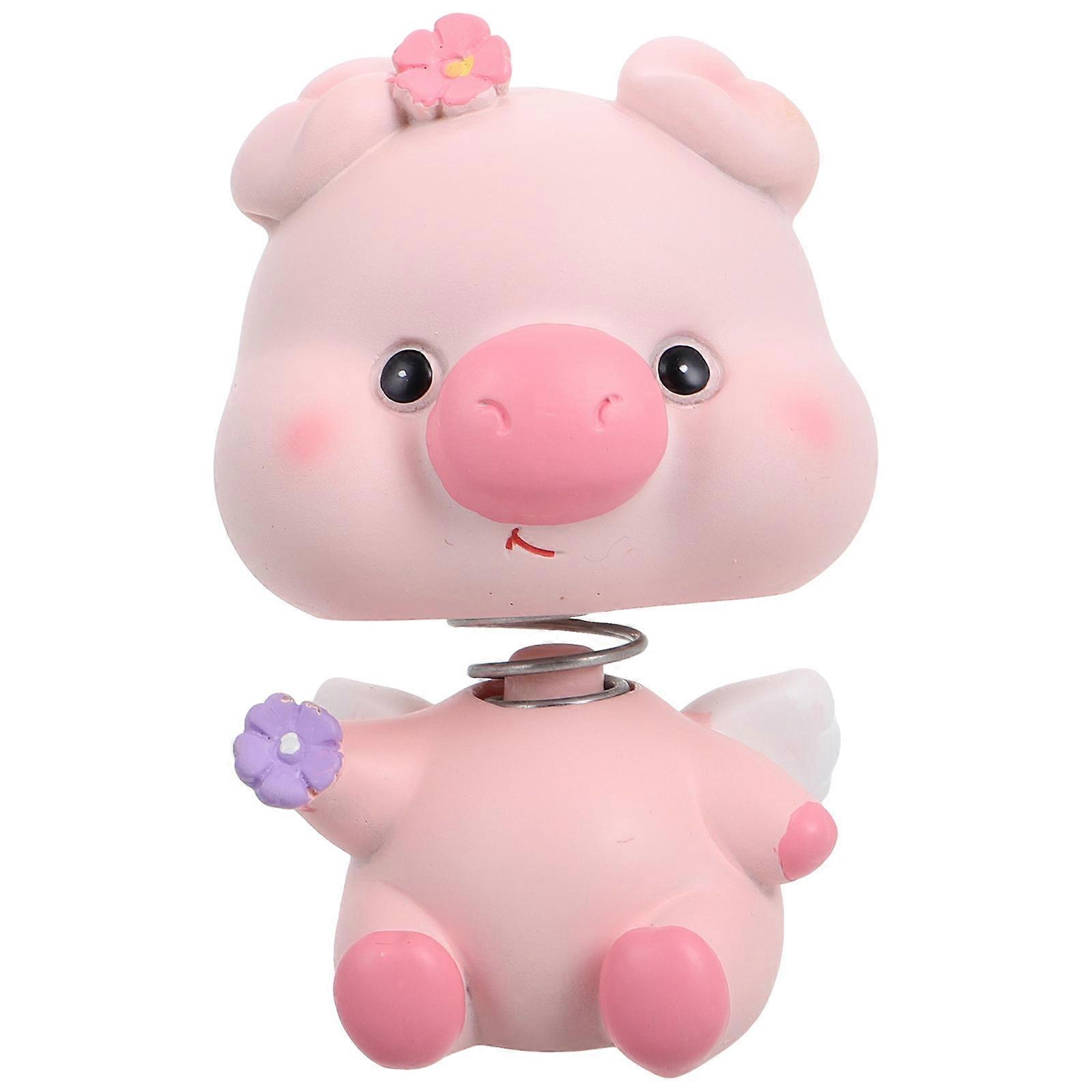 Cute Pig Bobblehead Dashboard Ornament   Fun Animal Figurine for Car Interior, Desktop or Cake Topper   Lightweight & Easy to Install Adorable Design