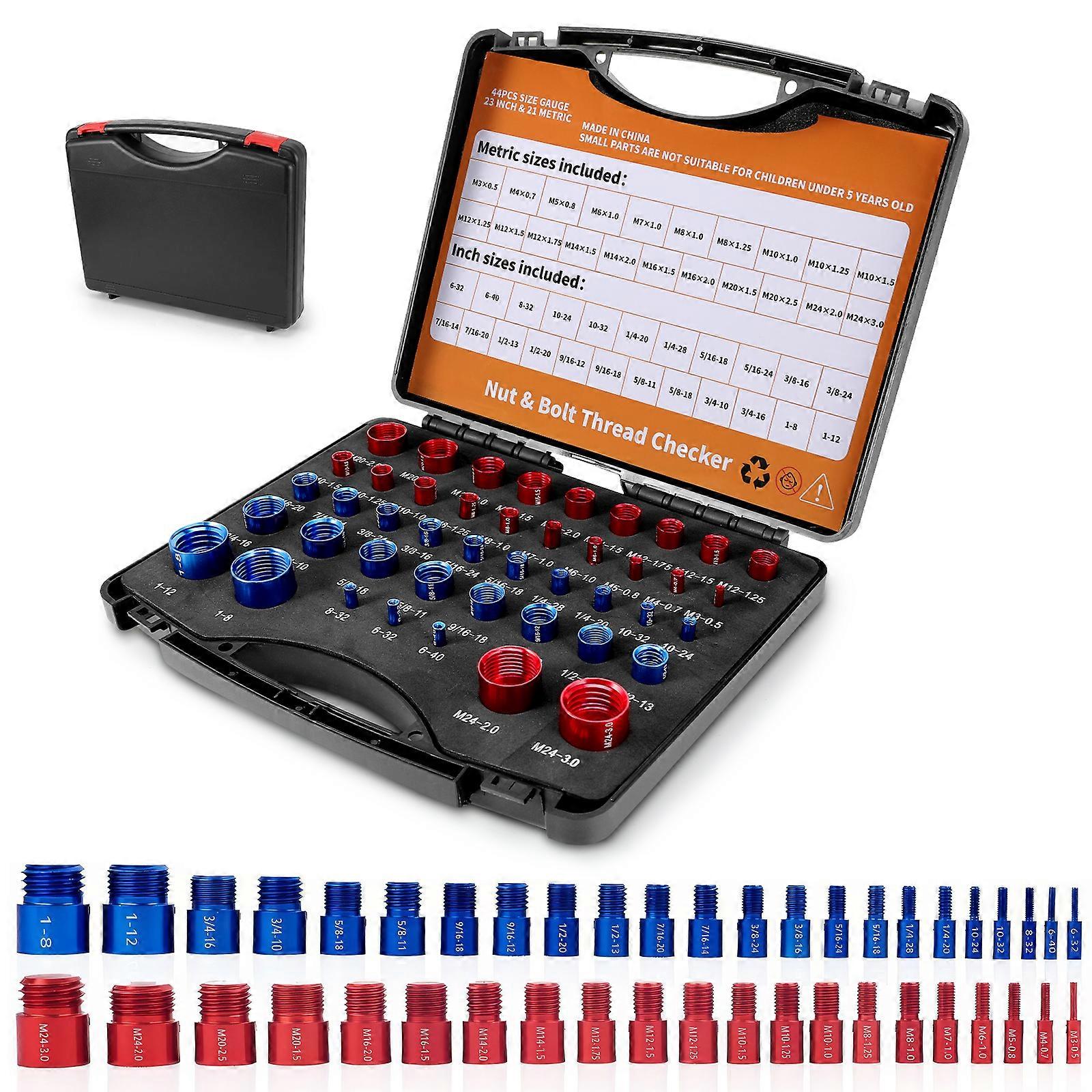 44-Piece Nut and Bolt Thread Checker Set