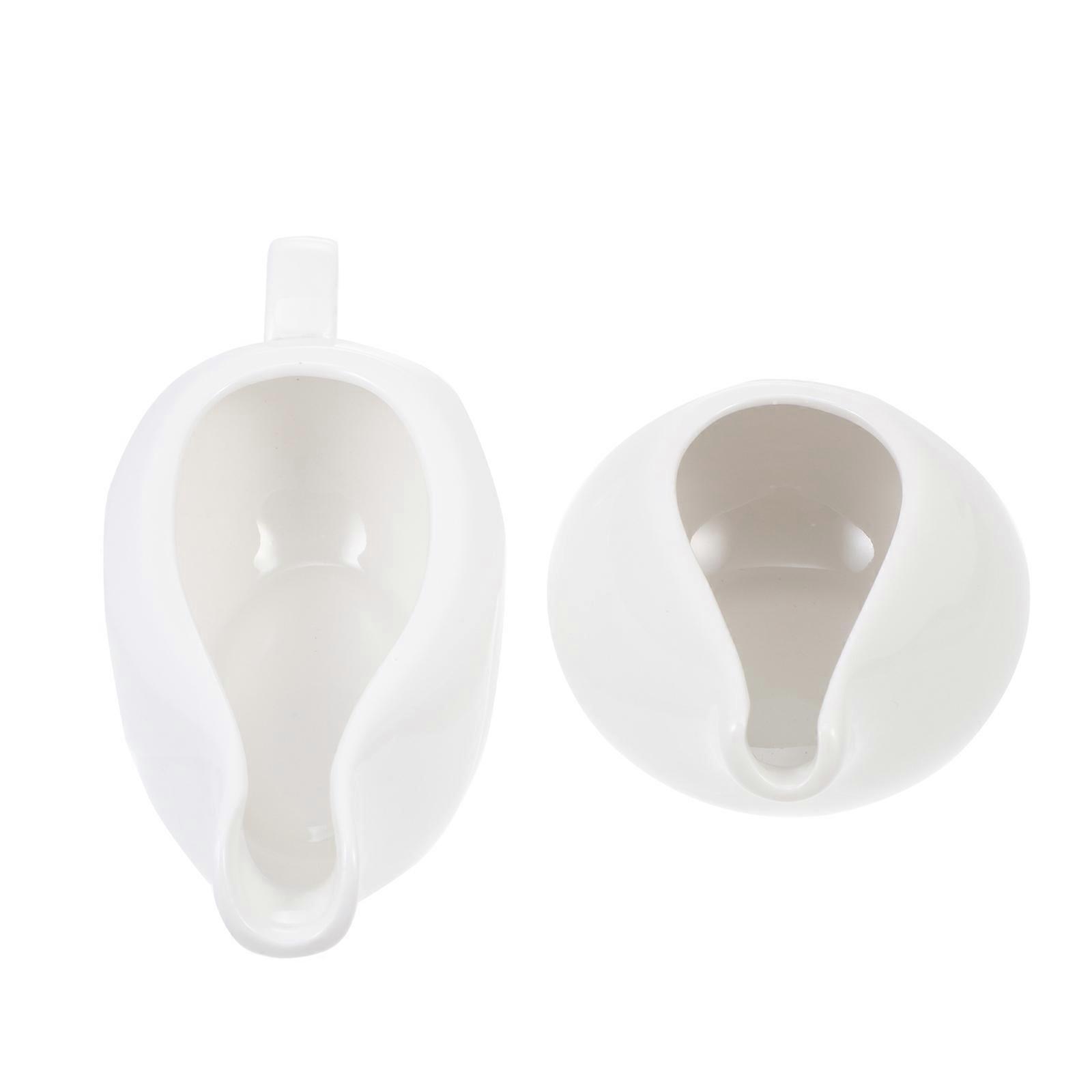 Small Porcelain Milk Jug 2Pcs Ceramic Creamers For Dining Table Use In White Color For Beverage Serving