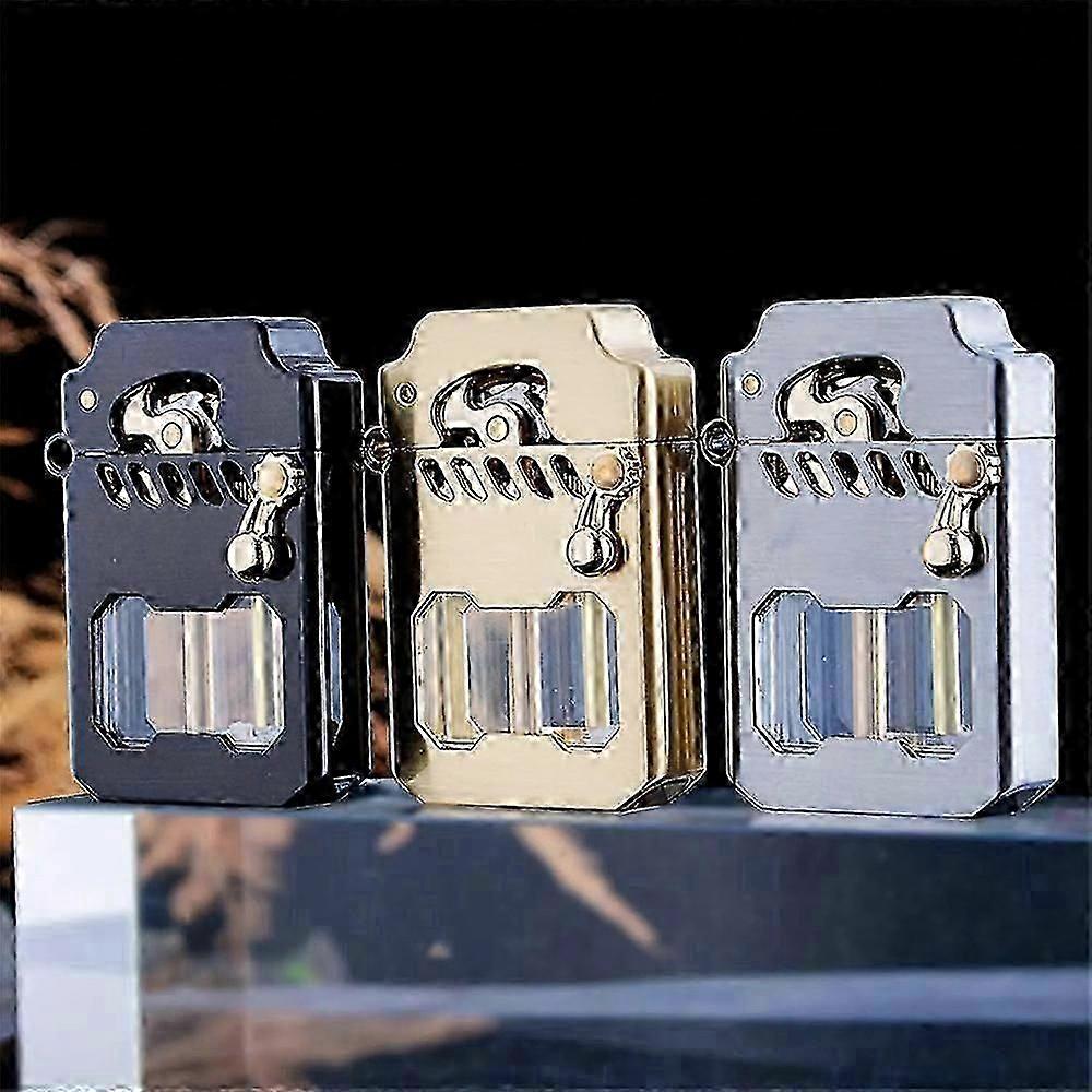 Mecha Metal Rocker Lighter(No Fuel),Retro Kerosene Windproof Lighter