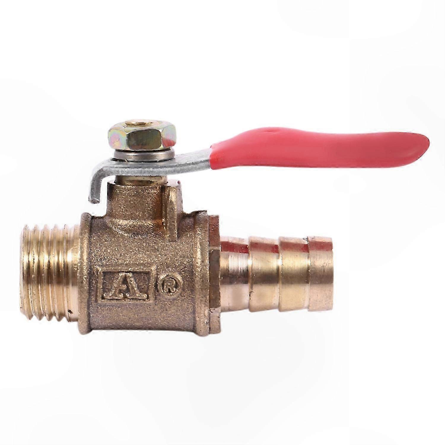 Brass Ball Valve with 10mm x 1/4" PT Male Thread, Full Port Lever Handle for Hose Barb Connection