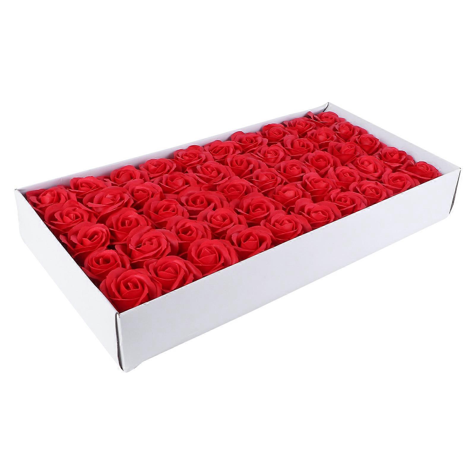 Rose Artificial Soap Flower Simulation Flower Bouquet Photo Prop Red Corn Starch Material Decoration 50Set