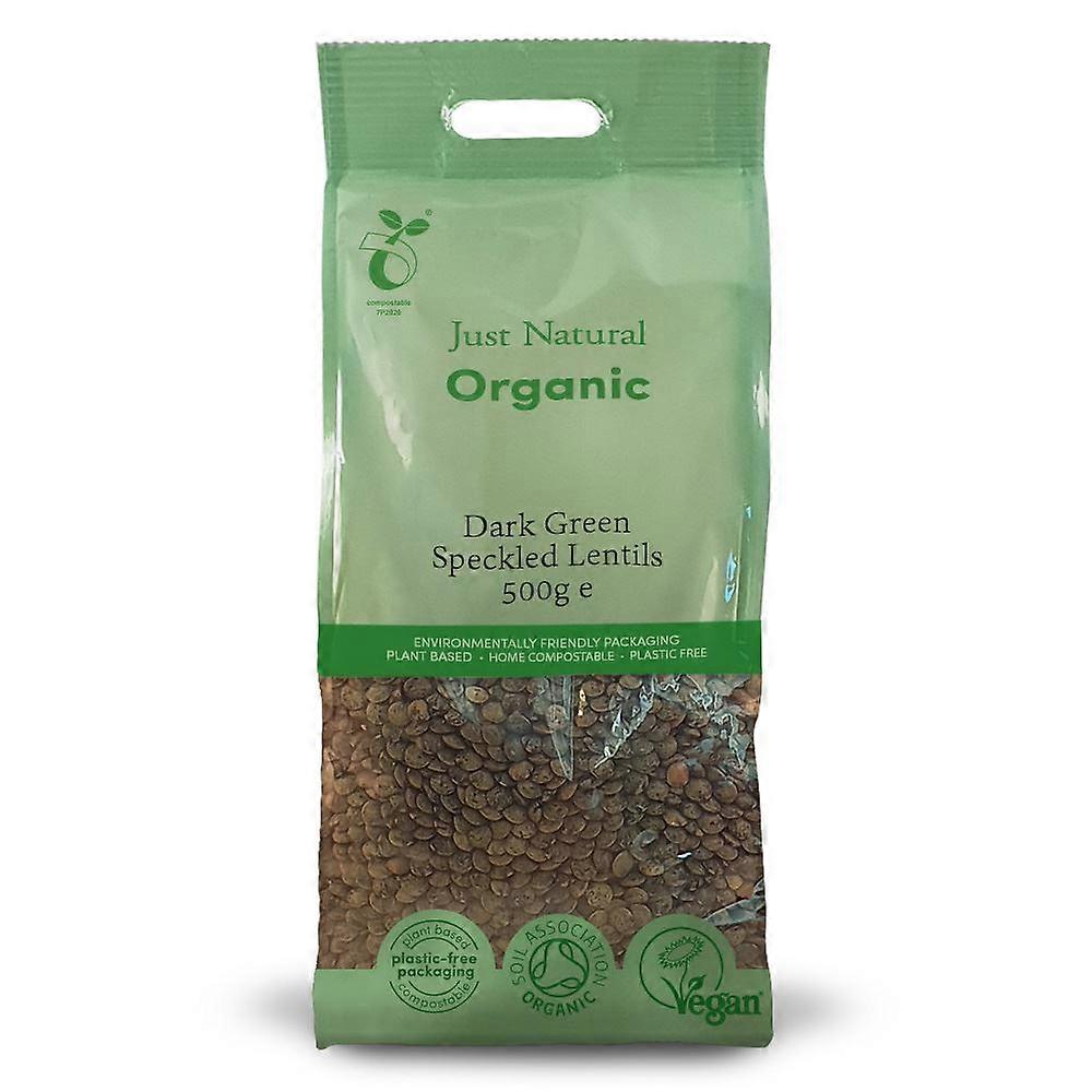 Lentilles vertes foncées mouchetées bio Just Natural Organic 500 g - Lot de 3