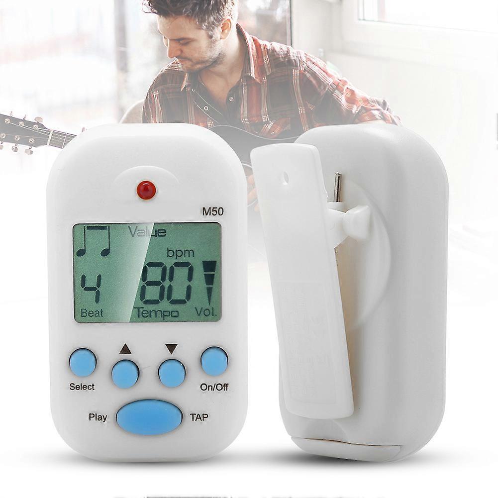 Mini LCD Digital M50 Metronome, 6x3.5cm, White, Battery Powered