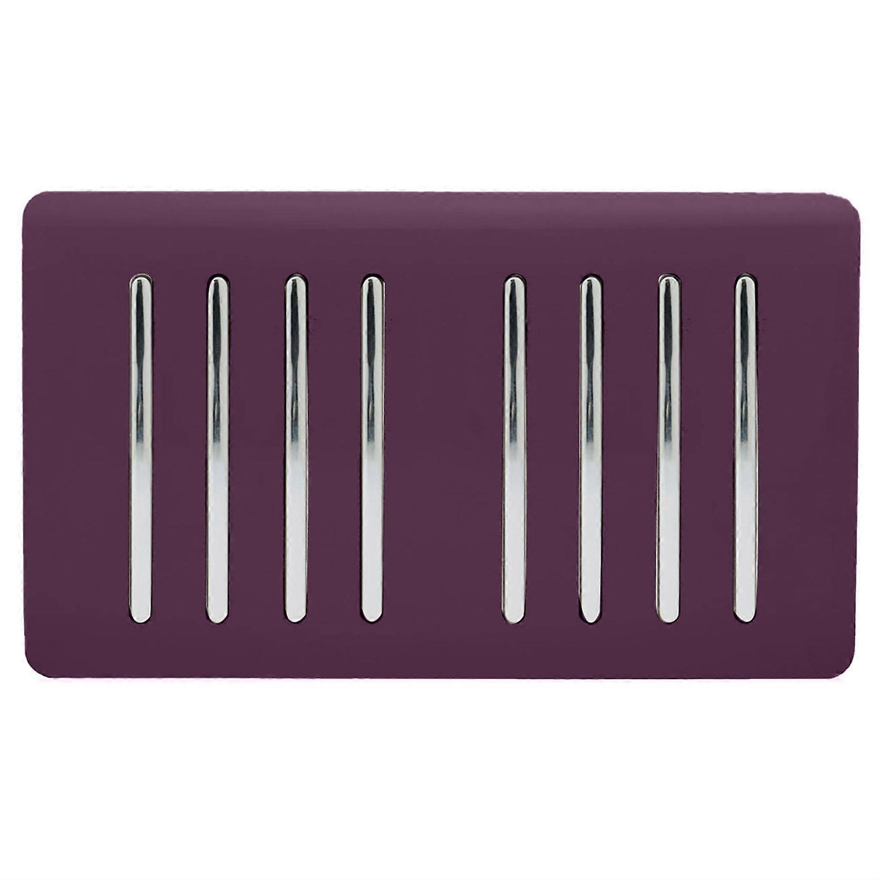 Trendi Artistic Modern Glossy 8 Gang 2 Way Rocker Double Plate Tactile Light Switch Plum