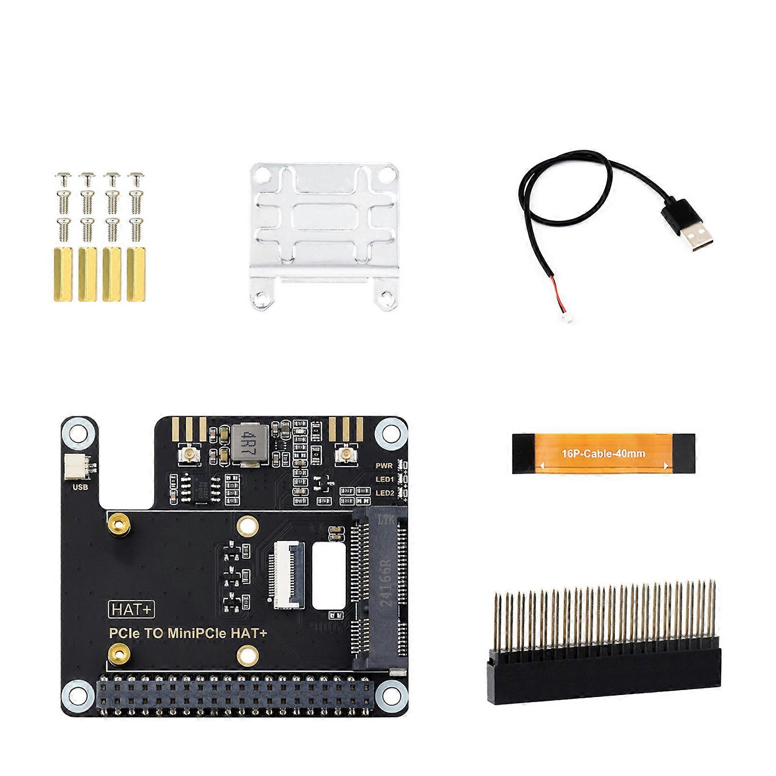 PCIE to Mini PCIe HAT+ Adapter Board Support USB Bluetooth-compatible Connection Expansion Board Networking Card Multicolor