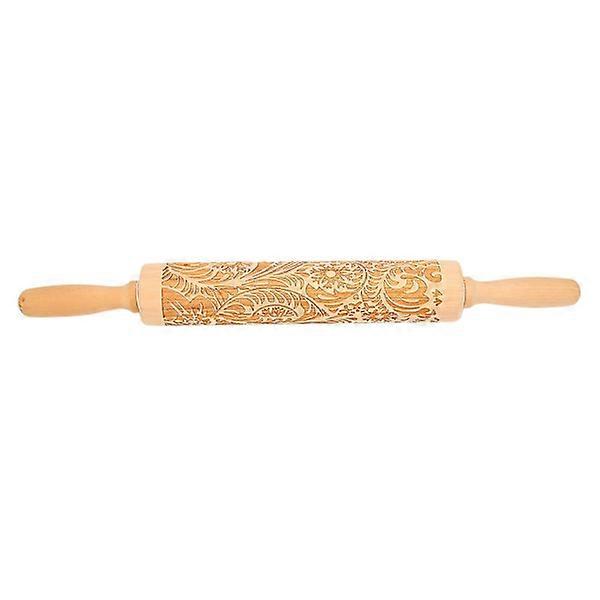 Patterned Rolling Pin with Engraving for Embossing Cookie Dough, Kneading Tool for Cookie Dough