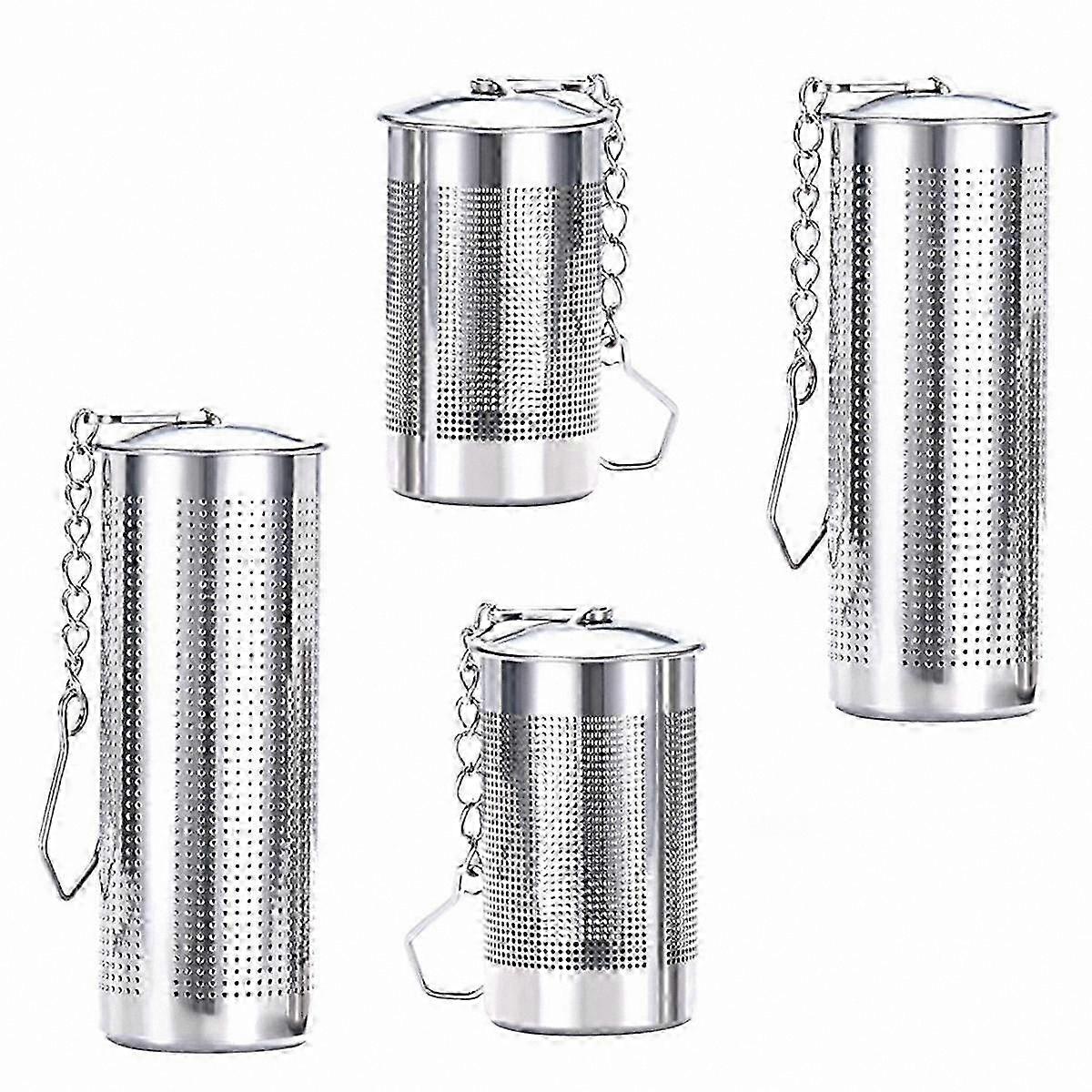 4-Pack Stainless Tea Infusers with Lid, Chain Hook, and Loose Leaf Filter Ball for Brewing
