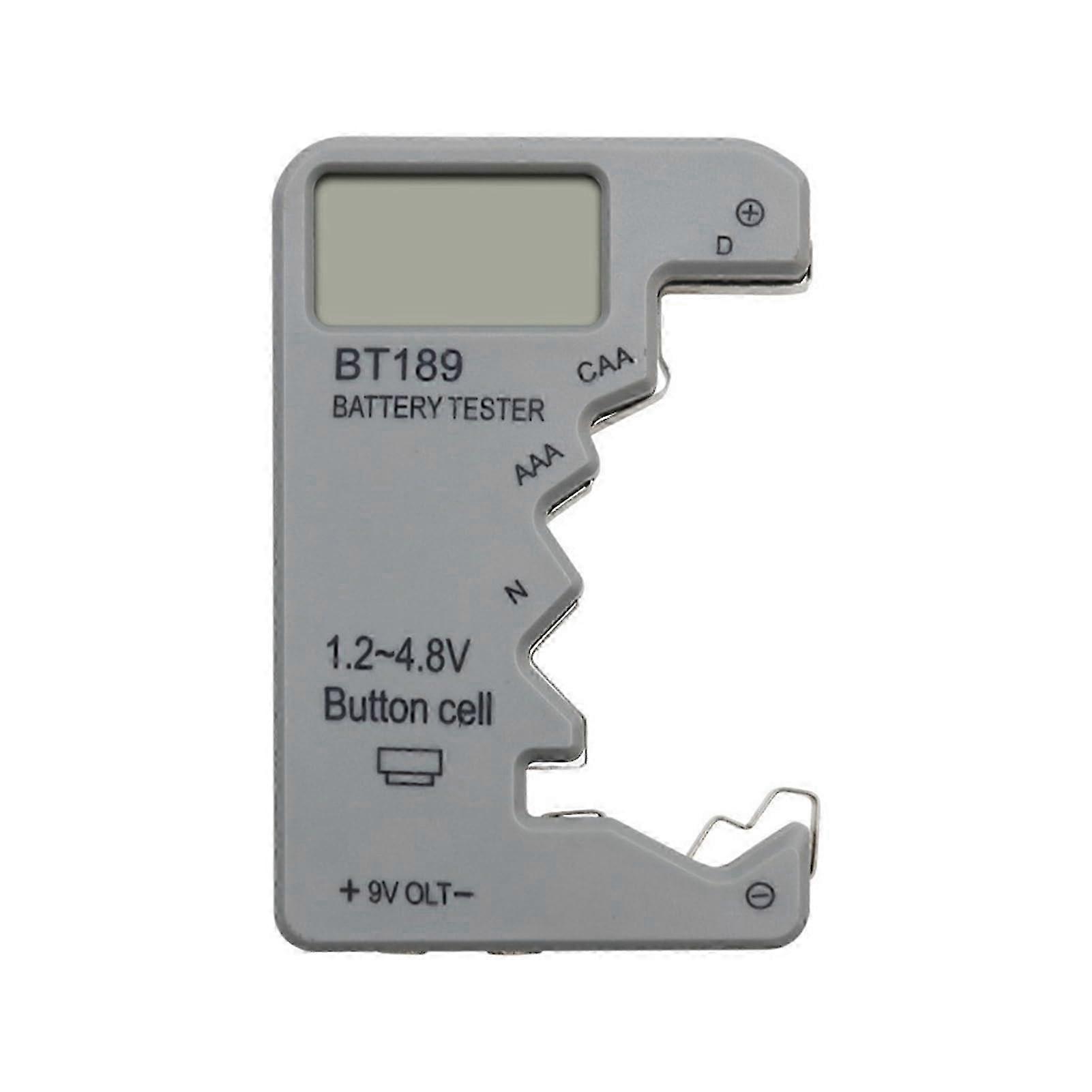 2025 BT189 Battery Tester with Resolution LCD Display, Compact Size, ABS, AA, AAA, Button Battery, Universal Battery Inspector, Silver Gray