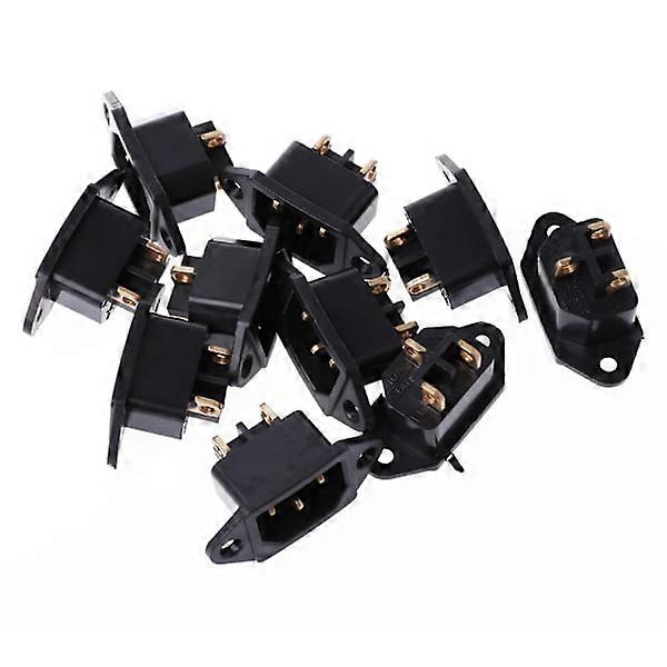 10 pcs/ set AC 250V 10A 3-Pin Connection IEC320 C14 Inlet Power Socket Black