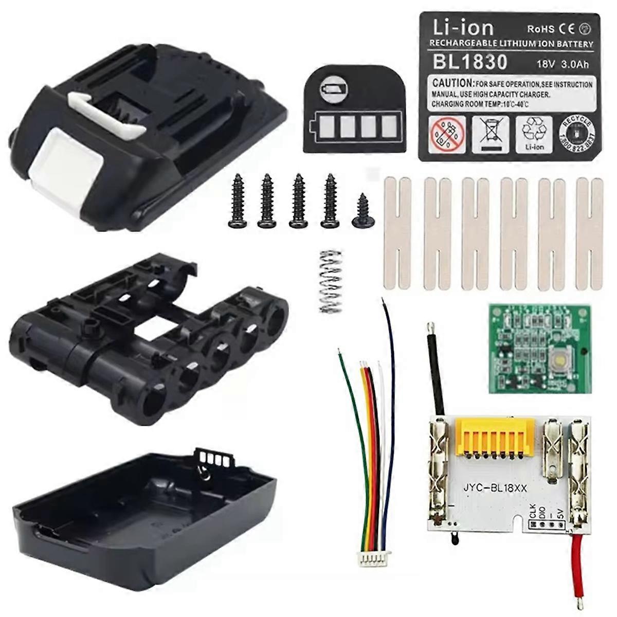 BL1820B Lithium Battery Case 5X18650 PCB Balanced Charging Circuit Board LED Label Box for 18V BL1815 BL1830