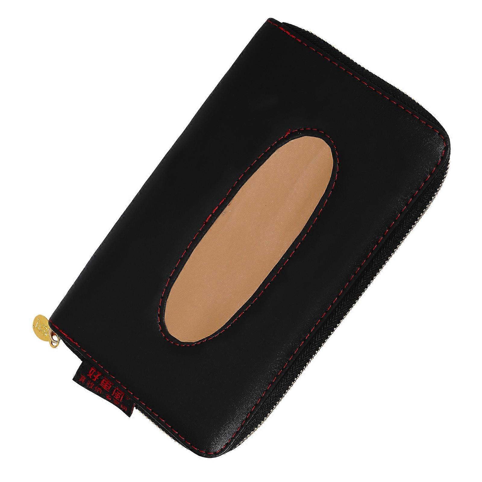 Black Car Visor Tissue Holder for Easy Access with Durable Fiber Material Fits Multiple