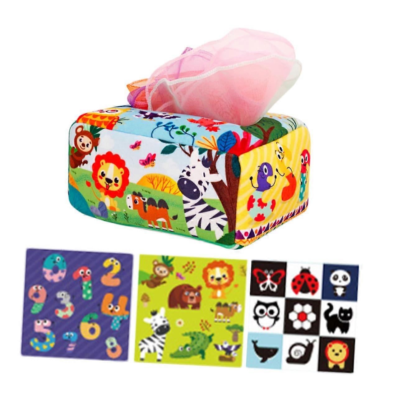 Lovely Forest Animal Sensory Tissue Box Washable Reusable Fine Motor Skills Trainer Cartoon Design Nursery Playroom