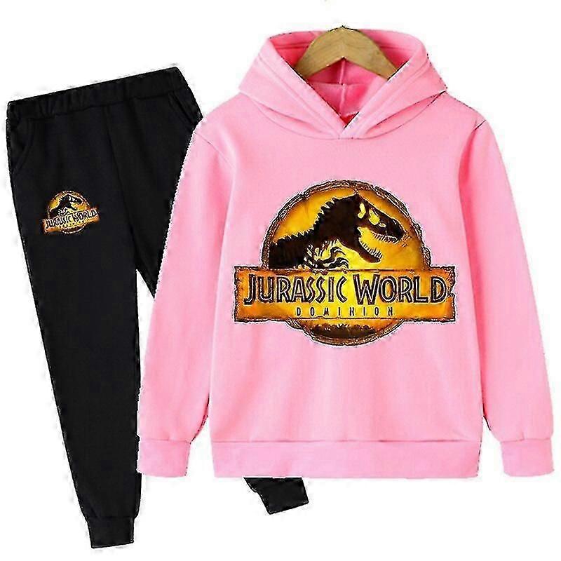 Conjunto de moletom com capuz e calça com estampa de dinossauro H-Children para meninos e meninas, inspirado em Jurassic World Dominion. Conjunto de moletom infantil moderno com capuz.