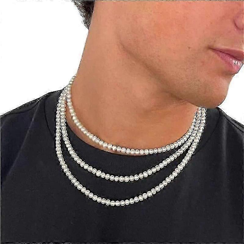 Perlenkette Männer Einfache handgemachte Strangperle Necklace_l25