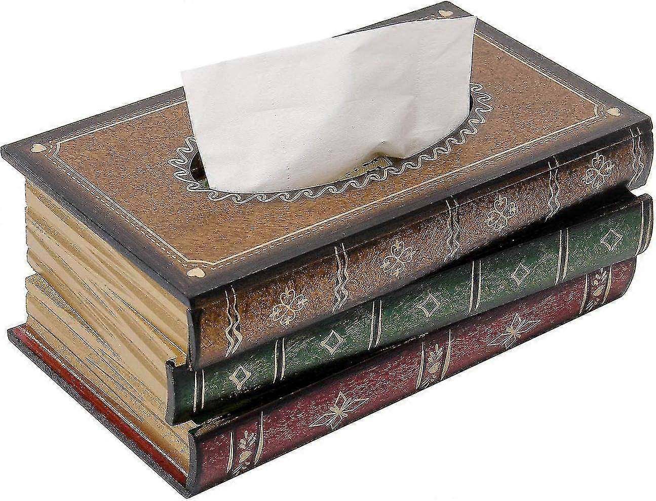 Wooden Antique Book Tissue Box