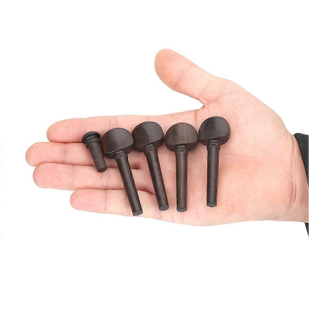 Ebony Tuning Pegs Set for 4/4 Violin with Endpin, Black 6.5cm