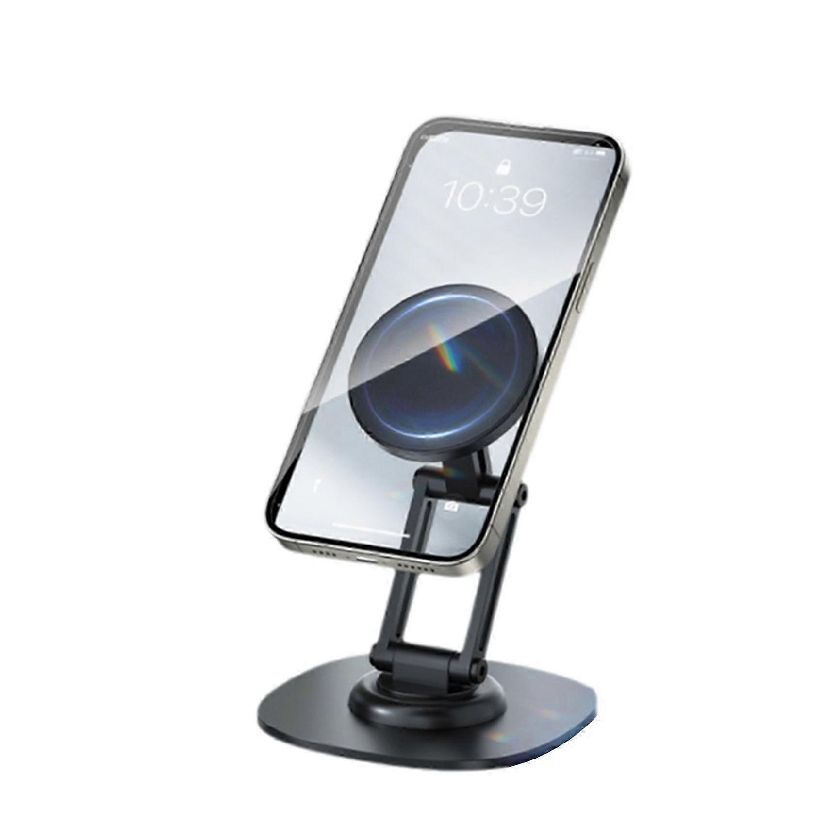 360° Adjustable Aluminum Phone Stand for Desk - Folding Design, Compatible with 15/14/13/12 Series Black