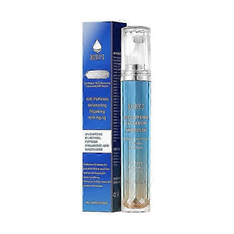 Eye Serum for Dark Circles and Puffiness, 5% Caffeine 8% Retinol Under Eye Cream with Build-In 3D Roller Applicator, Hyaluronic Acid Peptide for Hydra
