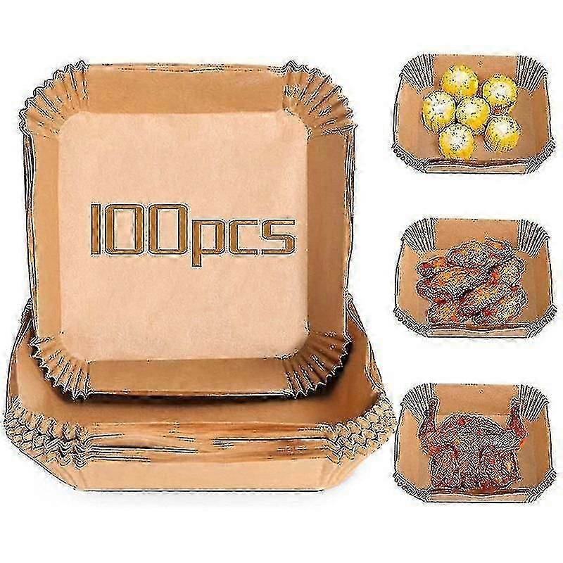 100pcs μίας χρήσης επένδυση χαρτιού περγαμηνής για φριτέζα αέρα, αντικολλητικοί τετραγωνικοί δίσκοι ψησίματος ανθεκτικοί στο λάδι