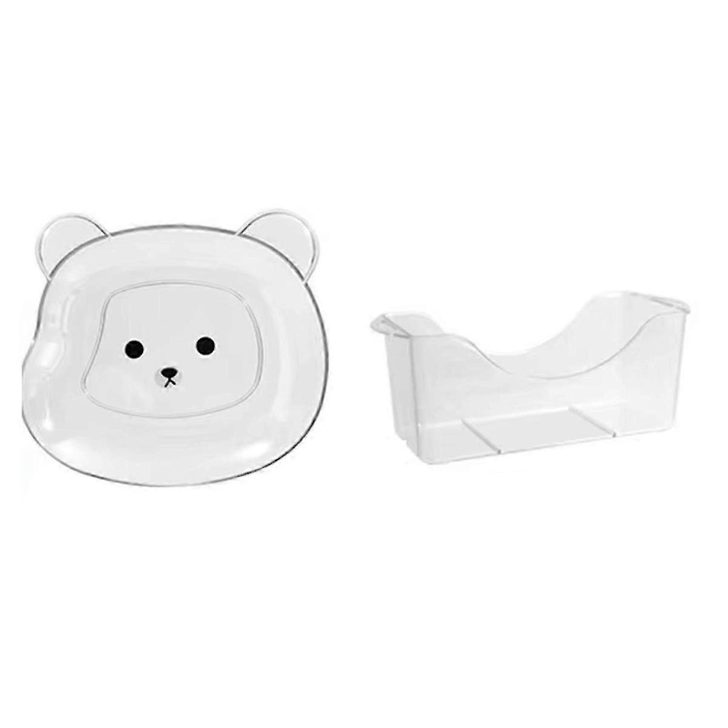 8pcs Bear Snack Plates Set,Anti-Drop Small Plates for Household Use,B