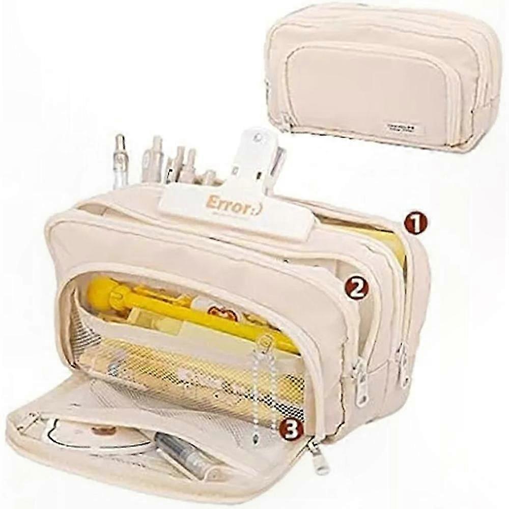 Large Capacity Pen Case with 3 Compartments for Organized and Stylish Storage