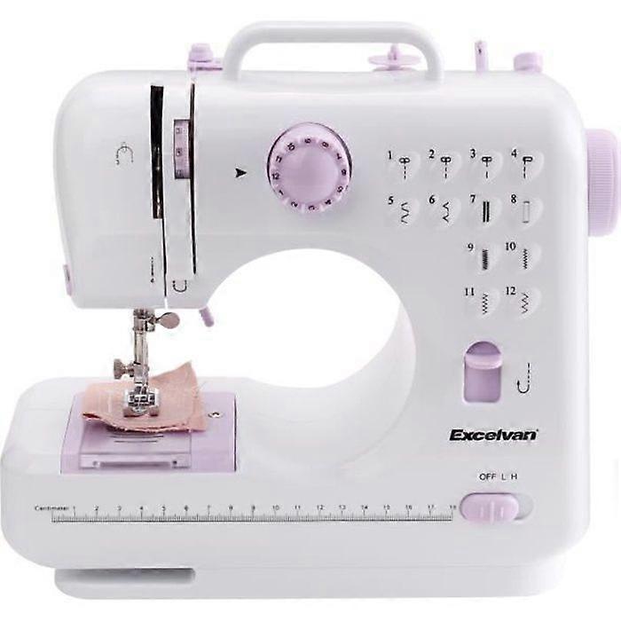 Portable Multifunction Double Speed Sewing Machine - White - 12 Stitches - Automatic