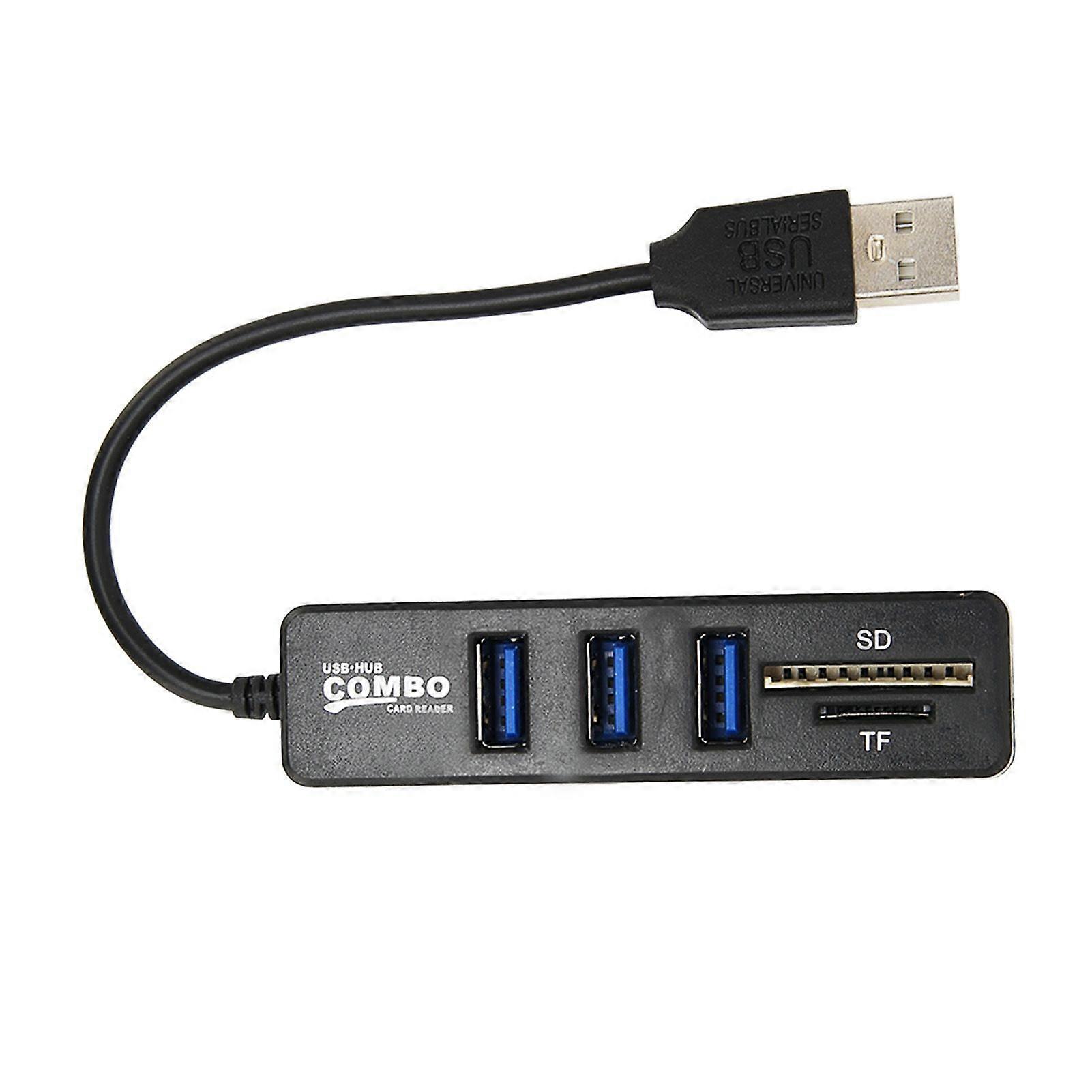 USB2.0 Hub Memory Card Storage Card Reader High Speed Transmission Plug and Play Easy Access USB SplitterBlack