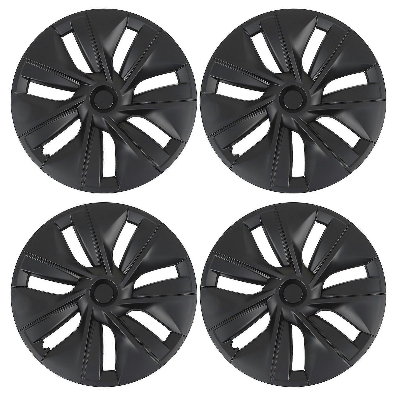 4pcs 19in Wheel Hub Cap Matte Black Anti Scratch Stylish Cool Replacement for Tesla Model Y 2020 to 2023
