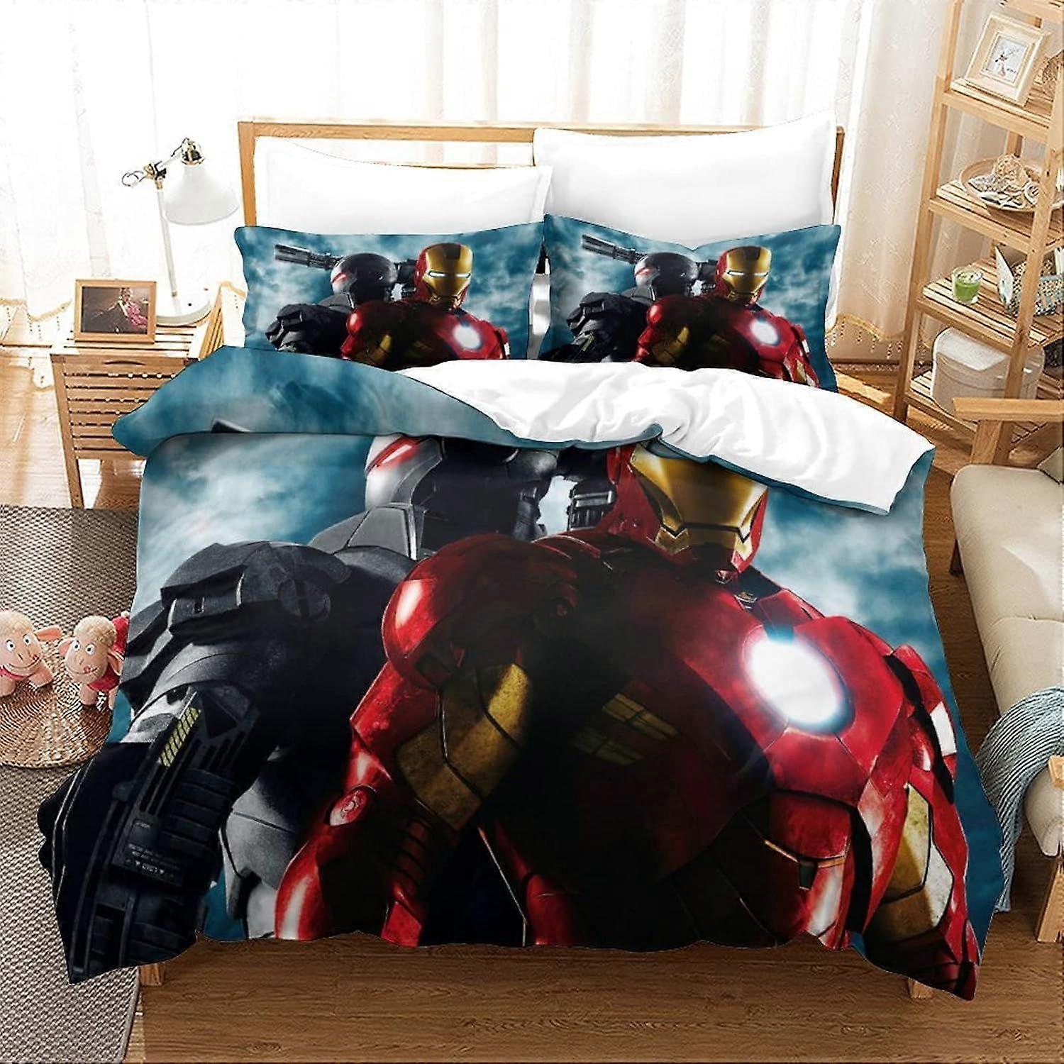 PIN1279 Duvet Cover Set Iron Man Bedding Set Movie Poster Bedspread Microfiber Bedding Cover Comforter Single140x200cm