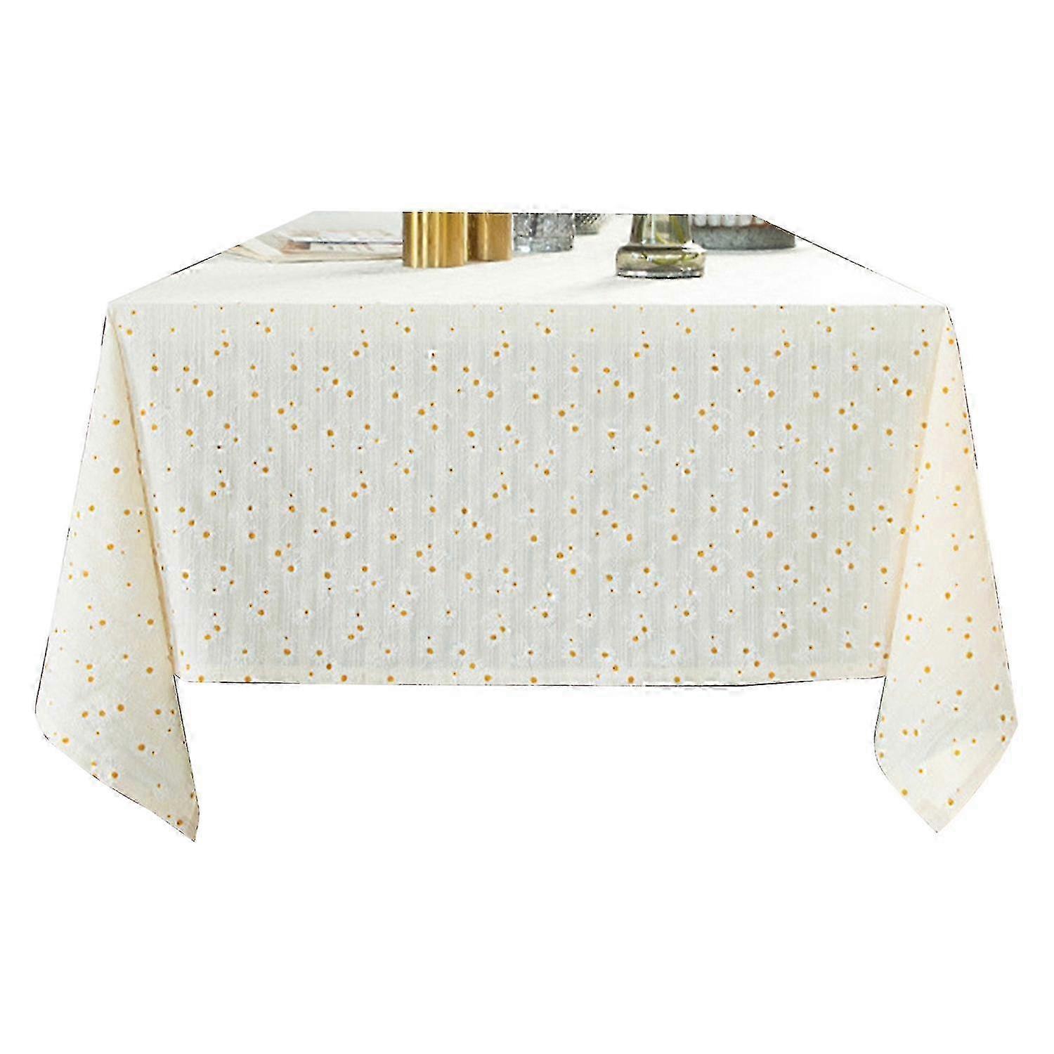 Tablecloth with Tassels French Style Square Soft Cotton Linen Dust-proof Small Flower Pattern Kitche