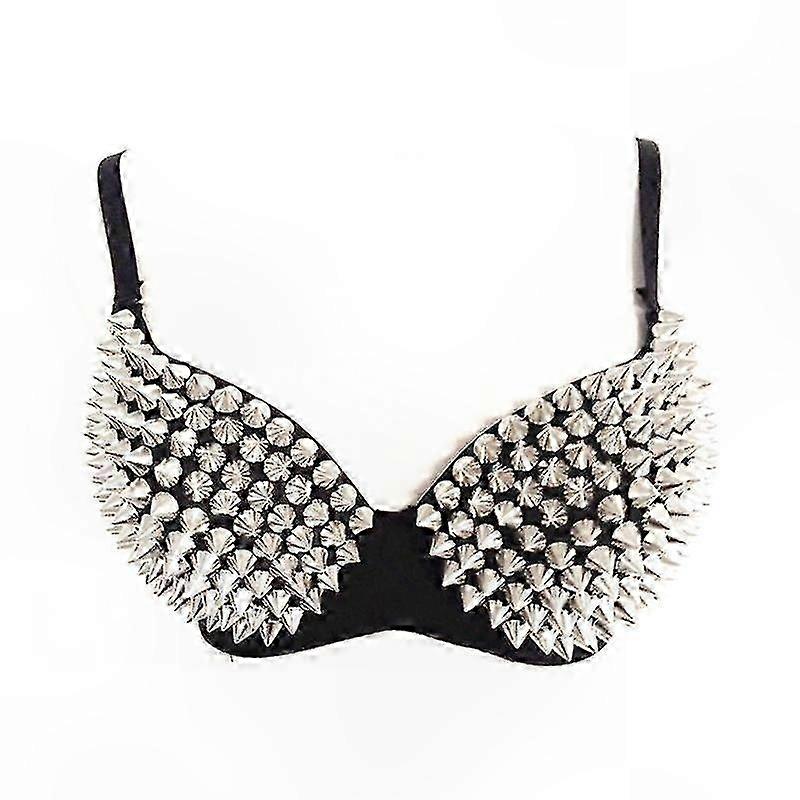 Steampunk Style Women's Bra with Studs and Rivets for Party and Club Wear