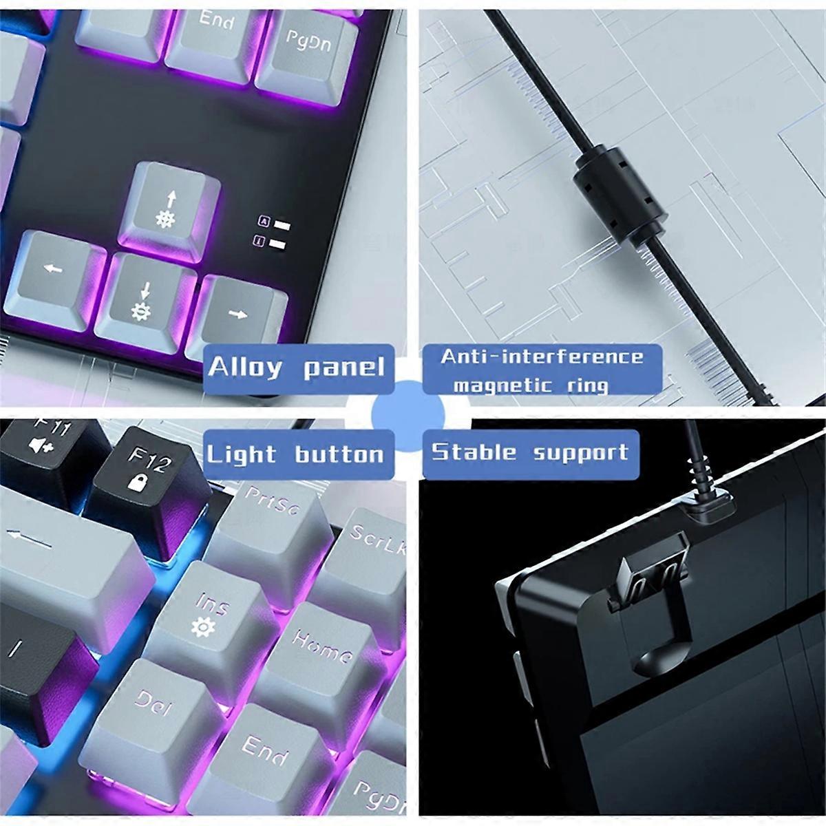 87 Key Mechanical Keyboard Green Gaming Keyboard Wired D