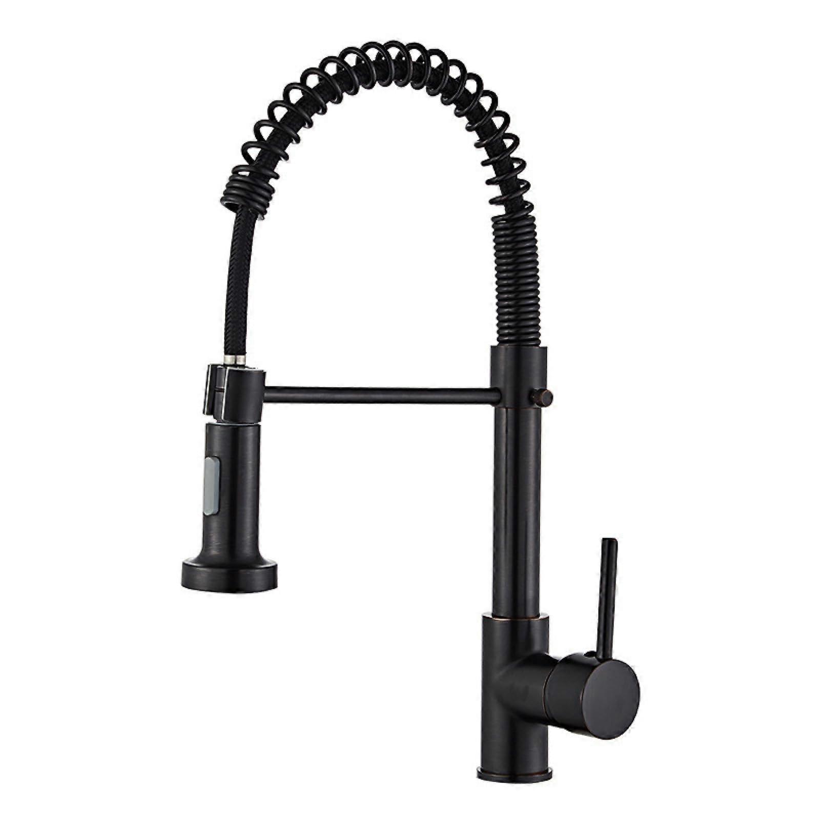 Gold Hot And Cold Double Handle Bronze Vintage European And American Faucet, Black SingleFunction Outlet With Tube