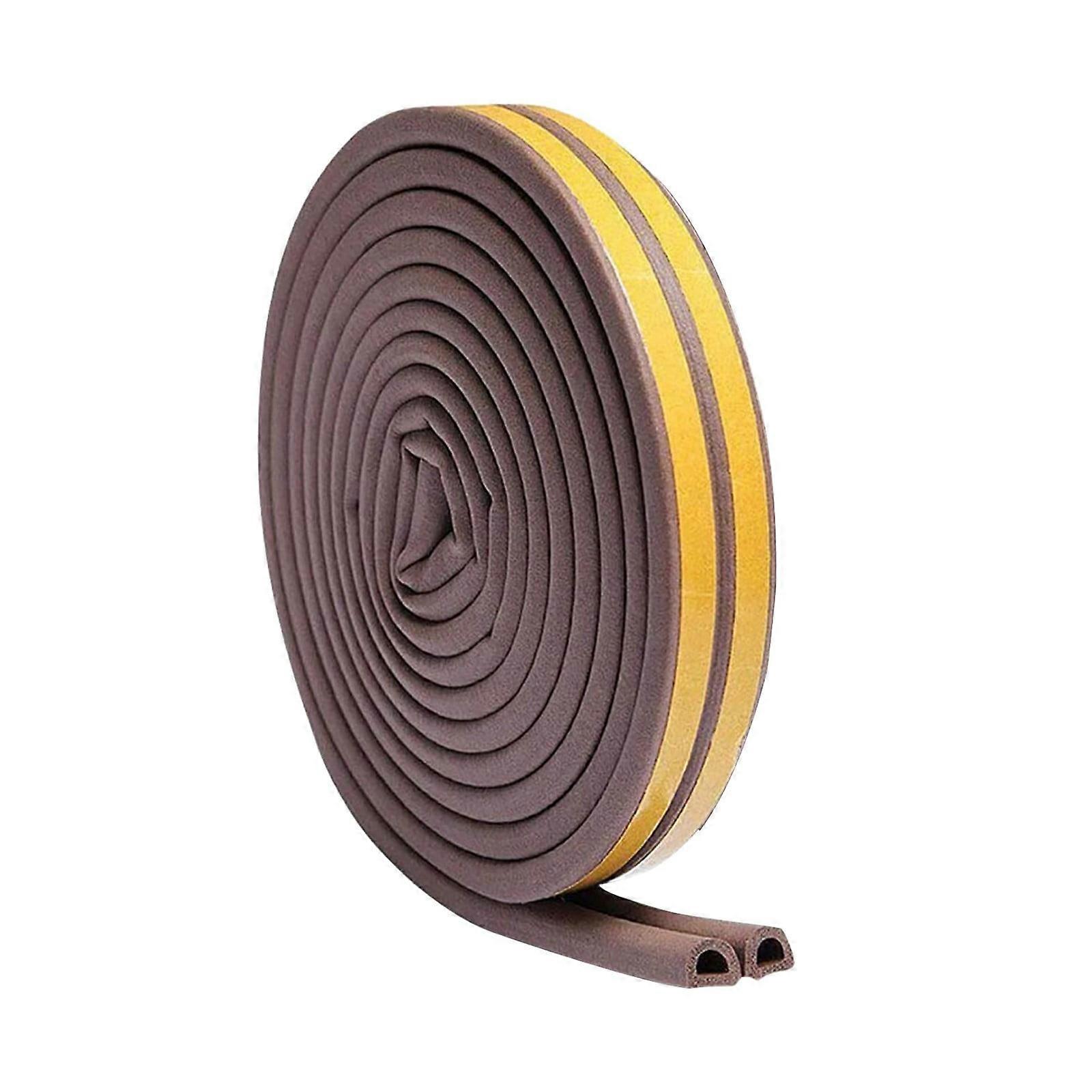 Slhljlin Doorstop Door And Window Sound insulation Strip D-Type Anti-Collision Strip Self-Adhesive (Brown )