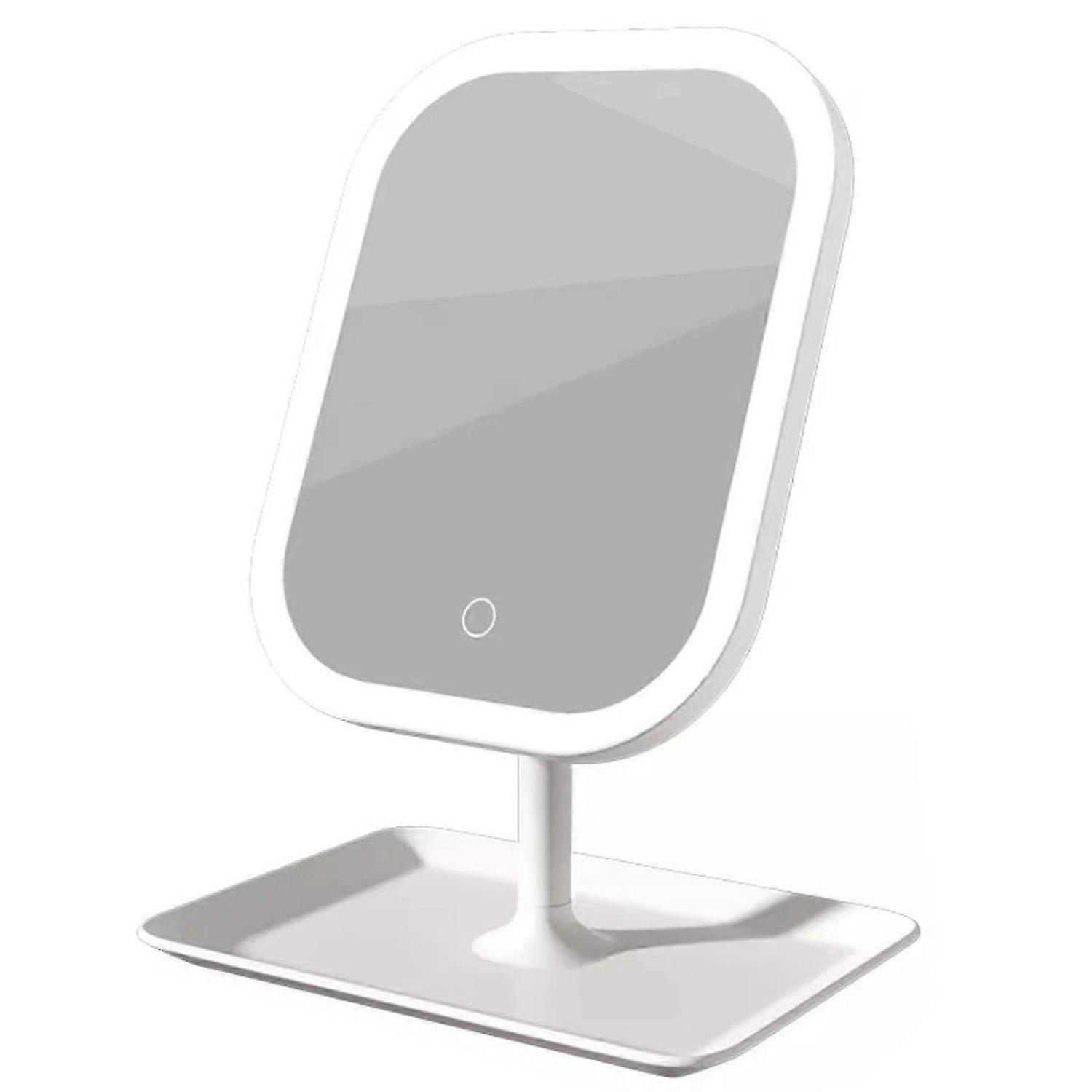 Small Illuminated Vanity Mirror For Travel Dimmable Touch Screen Tabletop Cosmetic Mirror Dorm Room Essential