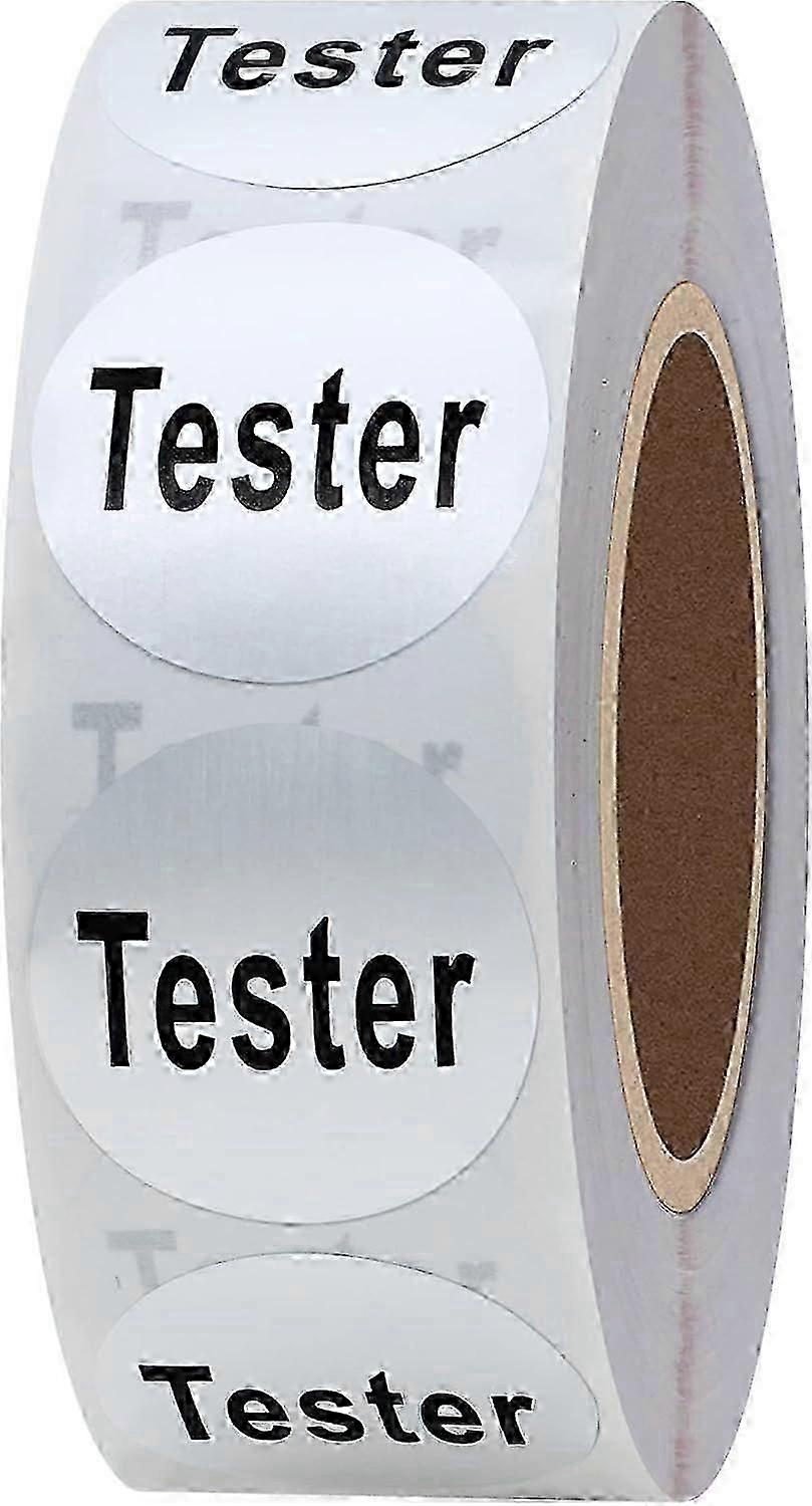 2025 Latest Model Clear Cosmetic Tester Labels - 20mm Round Total 500 Per Roll (Silver)