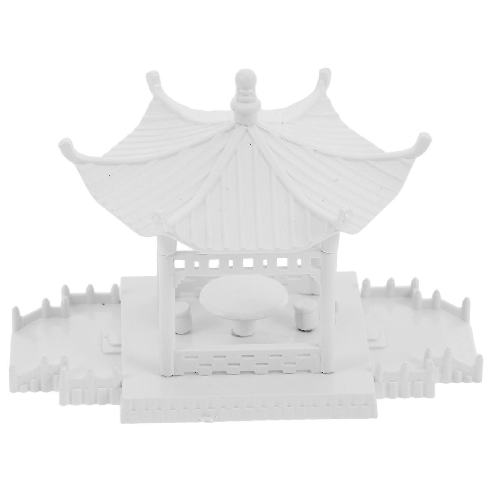 Miniature Pavilion Model for Decor 2Pcs White Plastic with Craftsmanship Detail