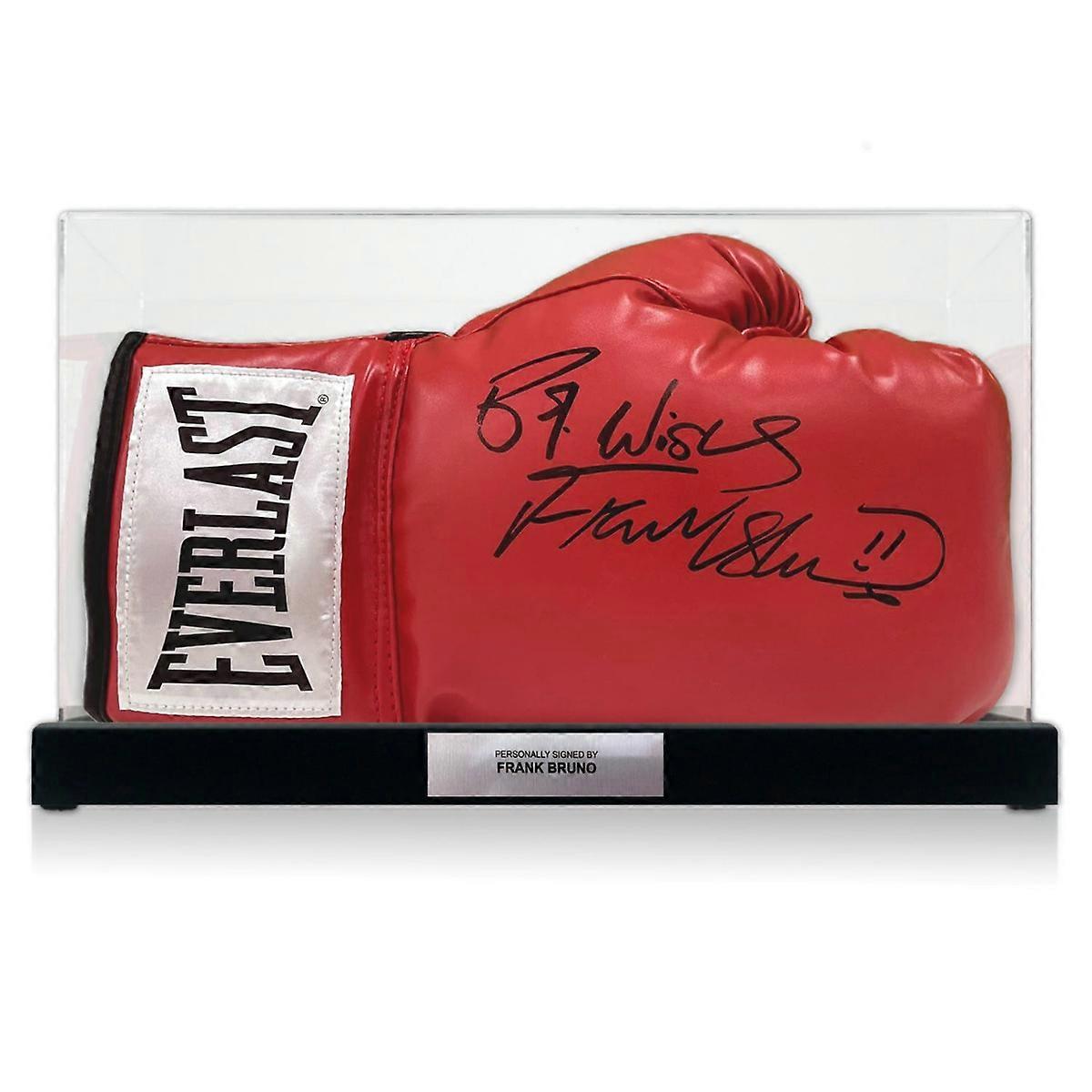 Frank Bruno Signed Red Boxing Glove. Display Case With Plaque