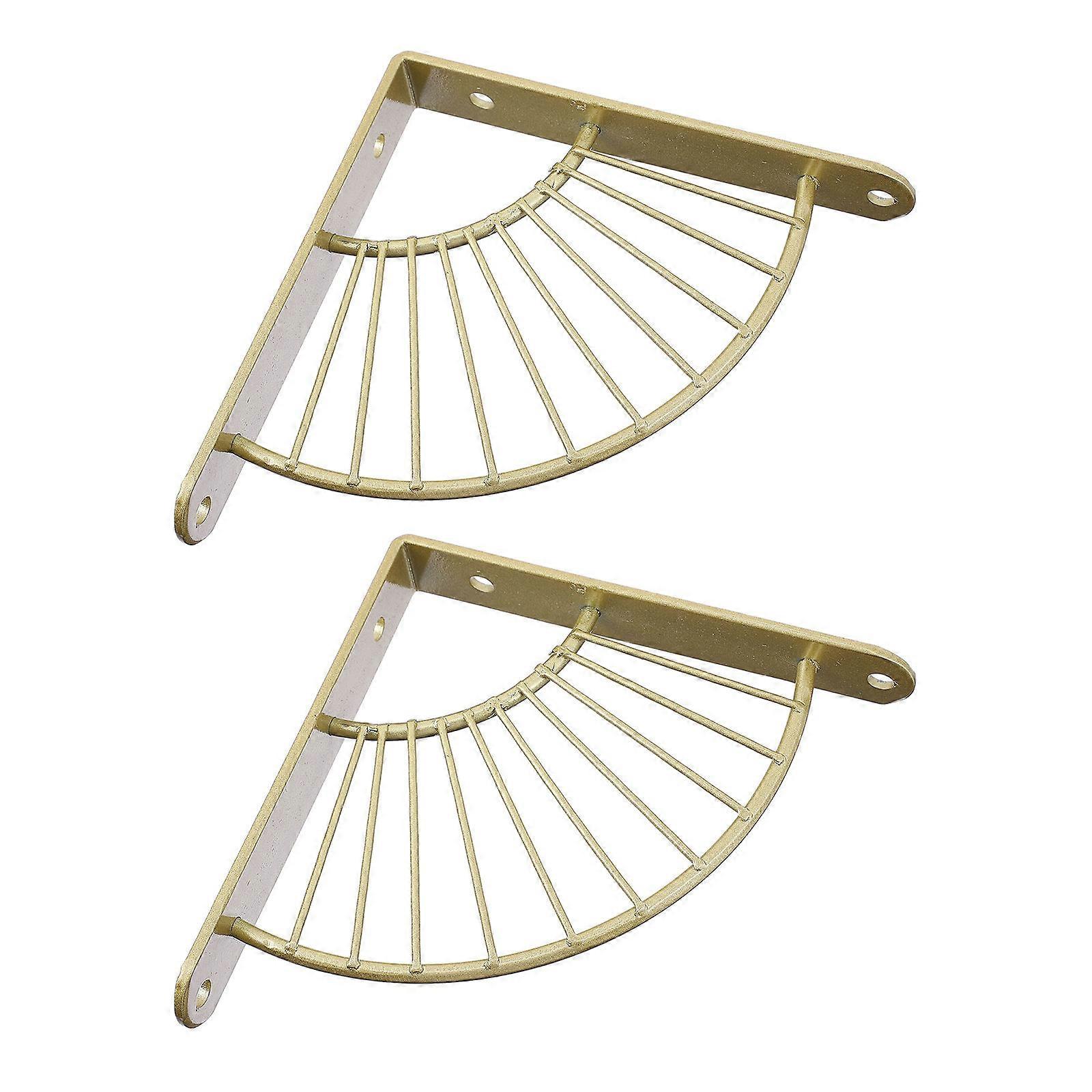 Bathroom Corner Rack Golden Metal for Organization Wall Mounted 2Pcs