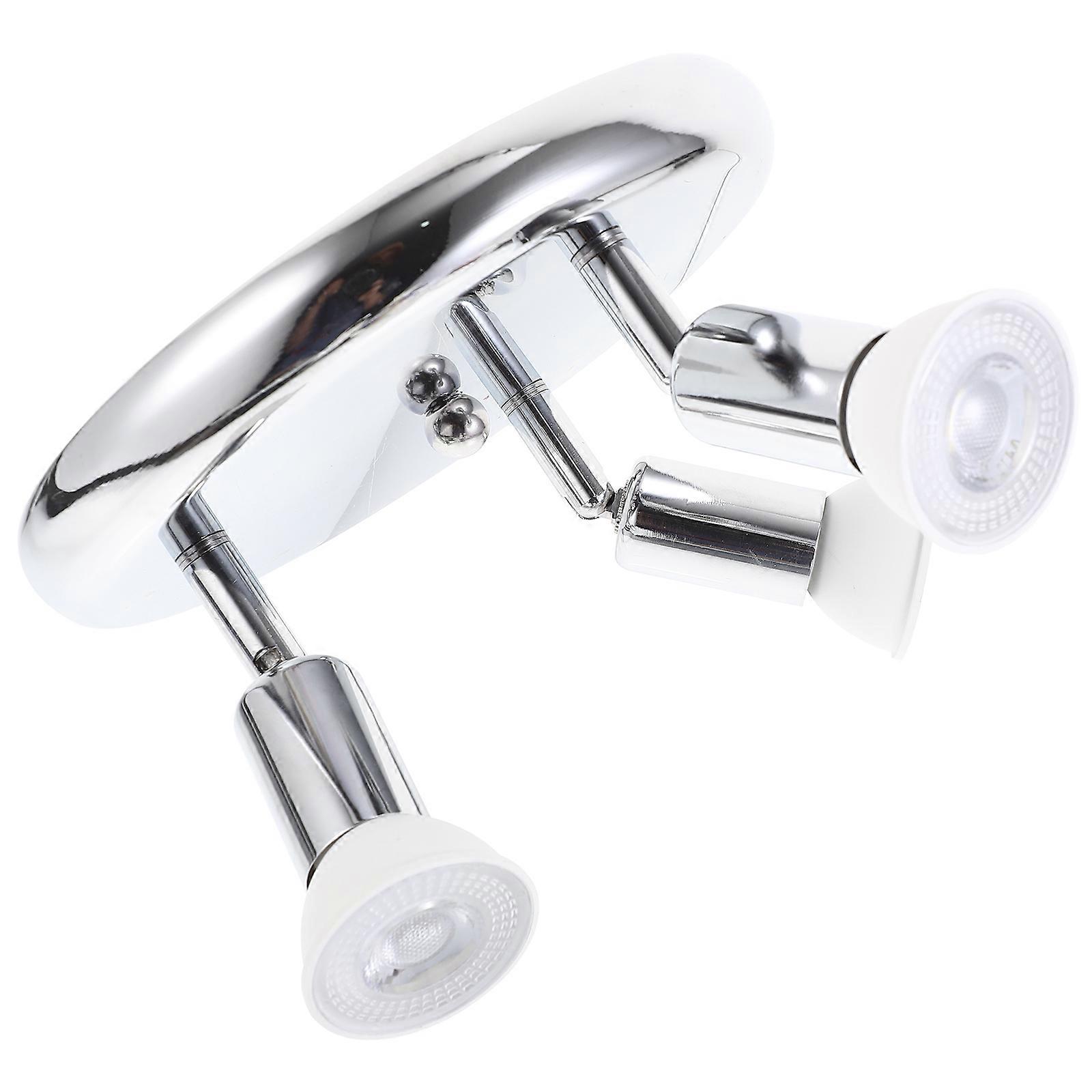 Silver 3-Head Ceiling Lamp Stainless Steel for Decorative Lighting 1Pcs