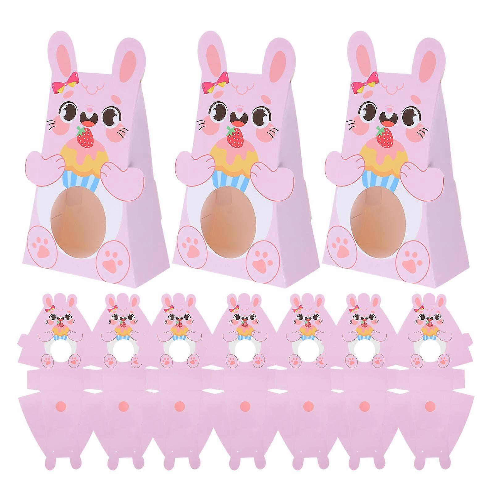 Paper Easter Boxes Bunny Shape for Candy Packaging 20Pcs Pink Color