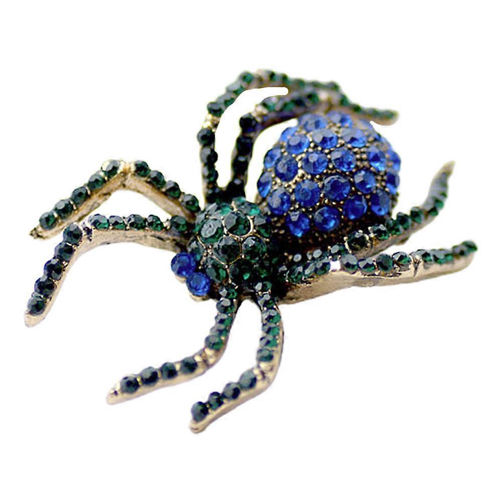 Crystal Brooch Pin Retro Spider Brooch for Decoration 2Pcs Blue